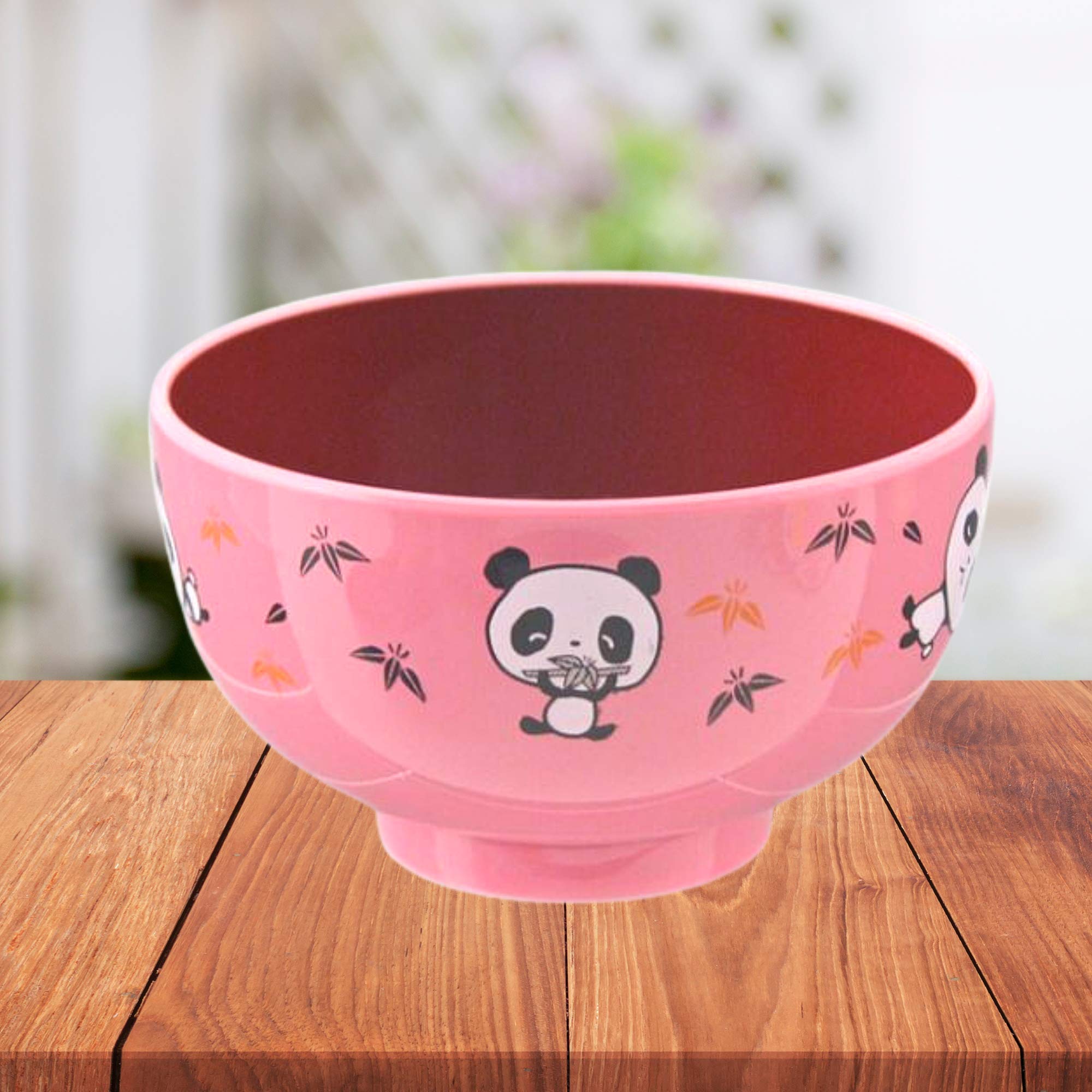 Needzo Pink Plastic Panda Noodle Bowl Set - 2 Pack Japanese Style Bowls for Cereal, Snacks, Rice (3.75 x 2.75 Inches) - Cute Panda-Themed Dishes for Kids, Parties, and Asian Cuisine