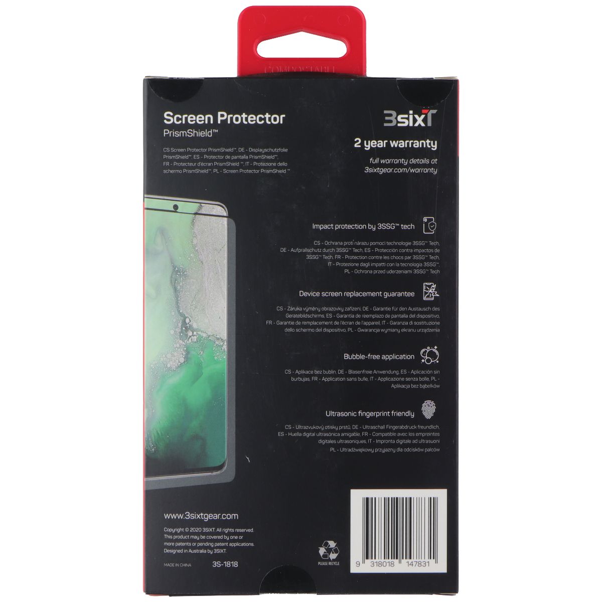 3sixT PrismShield Series Tempered Glass Screen Protector for Samsung Galaxy S20 - HD Clear, Anti-Scratch, Bubble-Free Installation - Perfect for Work, Travel & Everyday Protection