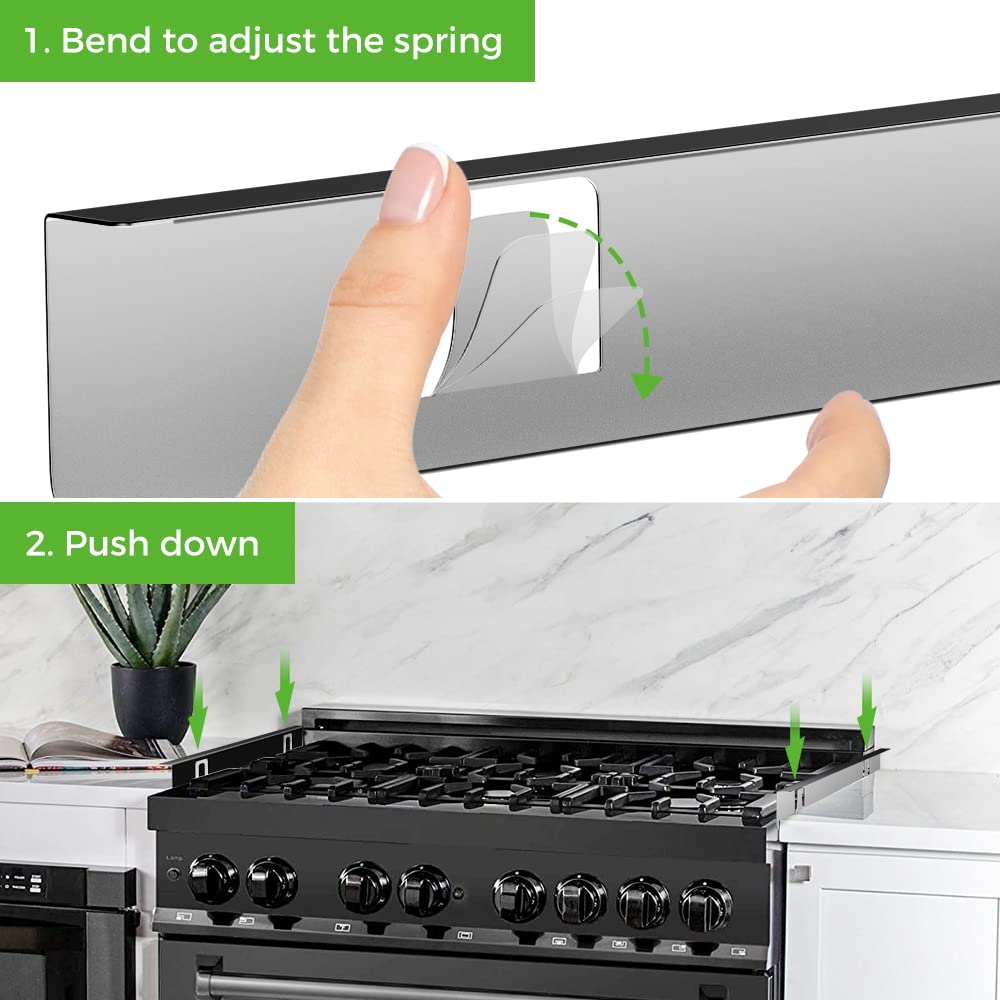 Premium 316 Stainless Steel Stove Gap Cover - Heat-Resistant Stove Trim Kit & Countertop Filler - Rustproof Alternative to Silicone & 304 Steel (20