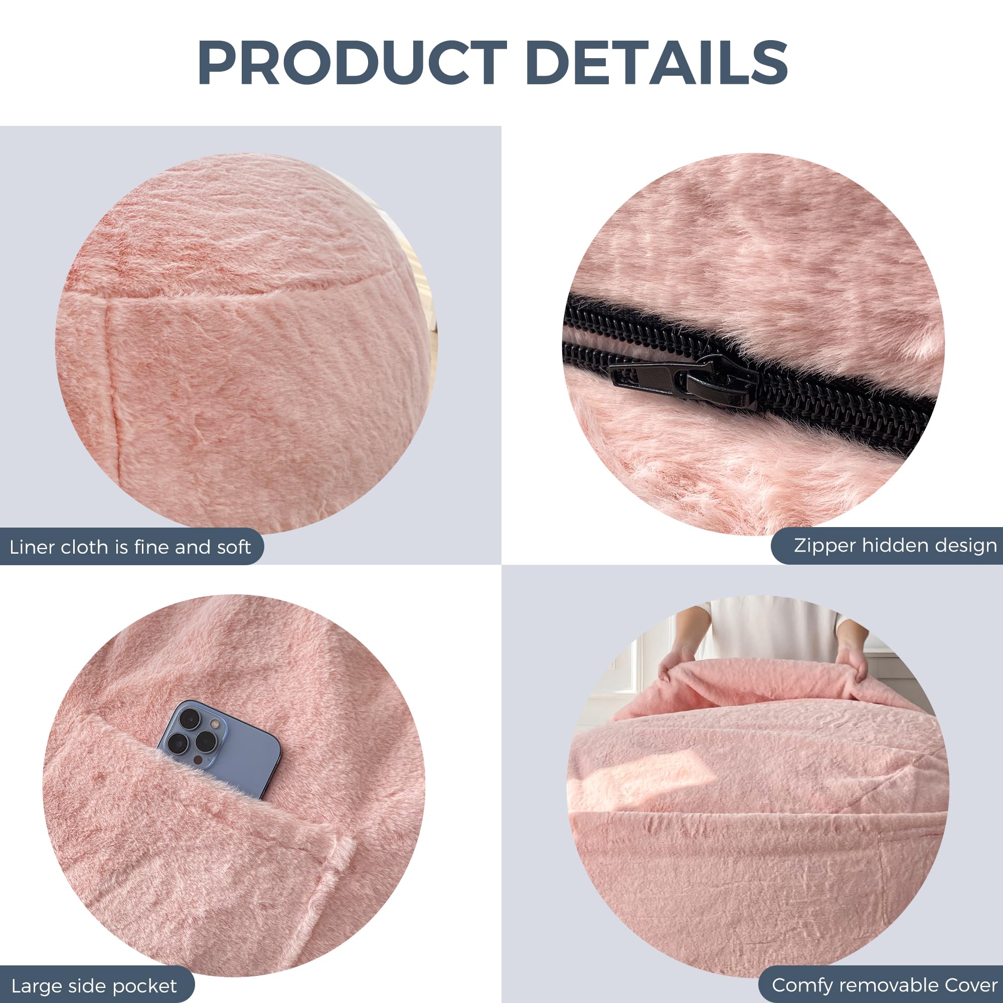 MAXYOYO Giant Bean Bag Chair Bed for Adults - 2-in-1 Convertible Lazy Chair & Floor Mattress | High Density Foam Filling | Machine Washable Pink Sofa Bed | Perfect for Living Room, Bedroom & Game Room Relaxation