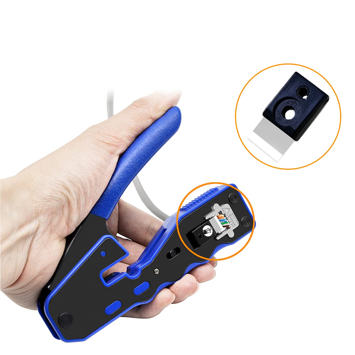 PETECHTOOL RJ45 Crimp Tool Replacement Blades - Compatible with Pass Through Connectors (1 Set) - Ideal for Network Cable Installation & Repair