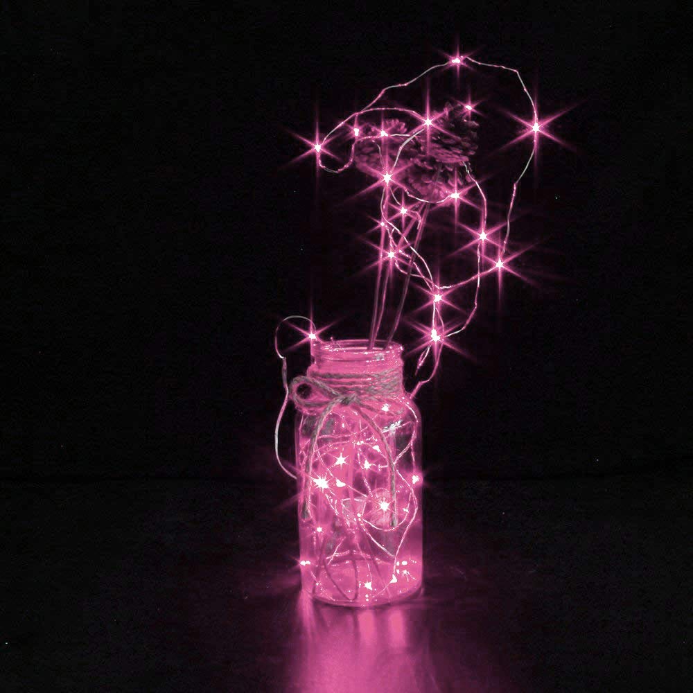 24 Pack Fairy Lights Battery Operated - 6.6ft 20 LED Mini String Lights with Silver Wire, Starry Twinkle Lights for DIY, Wedding, Party, Festival, Halloween & Christmas Decorations (Pink) | Perfect for Bedroom, Garden, Patio and Holiday Lighting