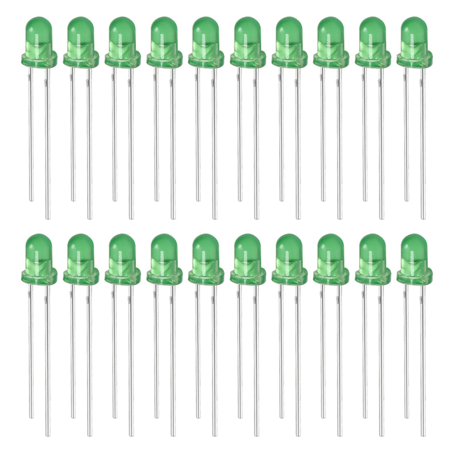 Othmro 50Pcs 3mm Green LED Diodes Bulbs - Bright Low Voltage DIY Lights for Christmas Decorations, Electronics Projects, and Home Crafting