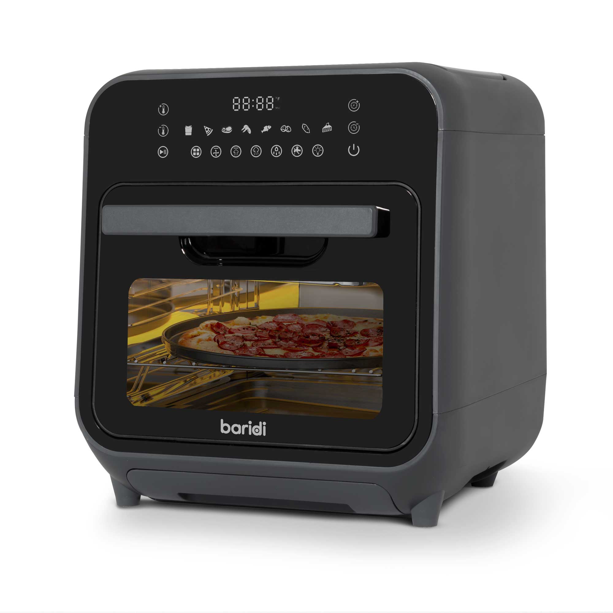 Baridi 15L Steam Air Fryer Oven Combo with Self-Cleaning - 8 Preset Functions, 1635W, Black - Perfect for Healthy Cooking, Baking, Roasting & Frying at Home