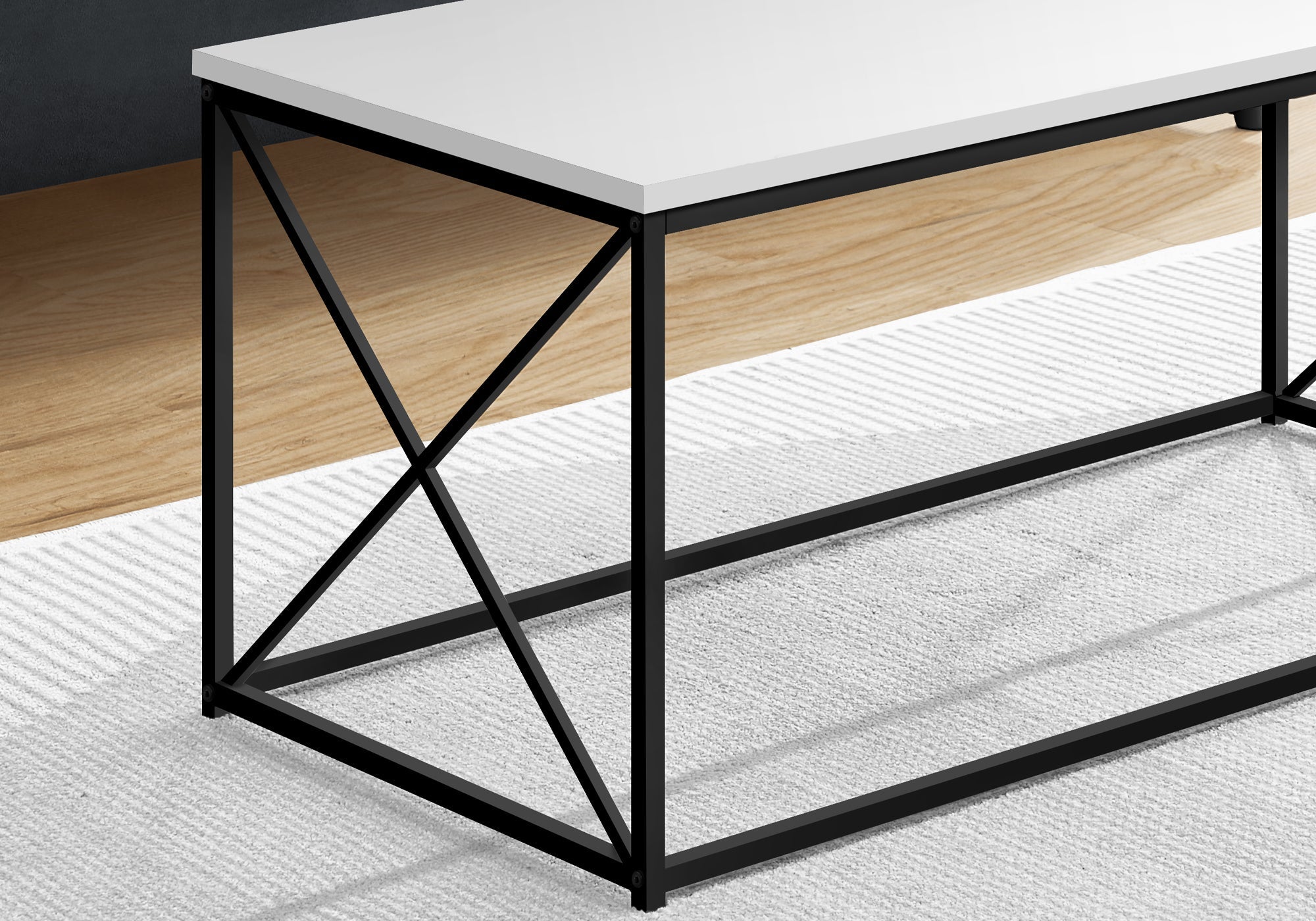 40L Modern Coffee Table with White Top & Black Metal Frame - Perfect for Living Room, Office, or Small Spaces