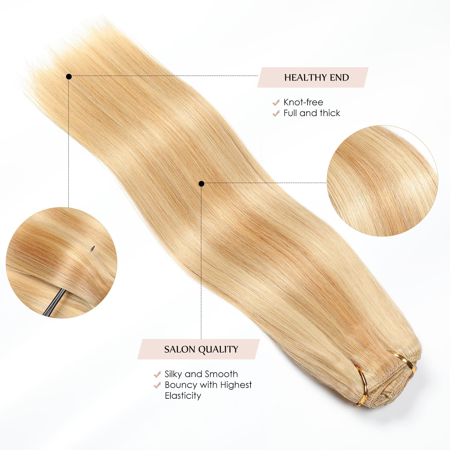 20 Inch 160g 7pcs Sisily Clip-in Human Hair Extensions - Blonde Straight Double Weft Real Human Hair for Volume & Length - Perfect for Parties, Weddings & Daily Styling