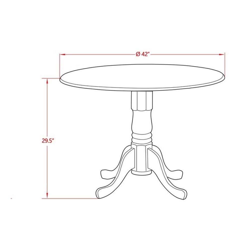East West Furniture DMAV5-OAK-C 5-Piece Oak Kitchen Table Set with Dropleaf Round Dining Table & 4 Linen Fabric Chairs, 42x42 Inch - Perfect for Small Dining Rooms, Breakfast Nooks & Cozy Family Meals