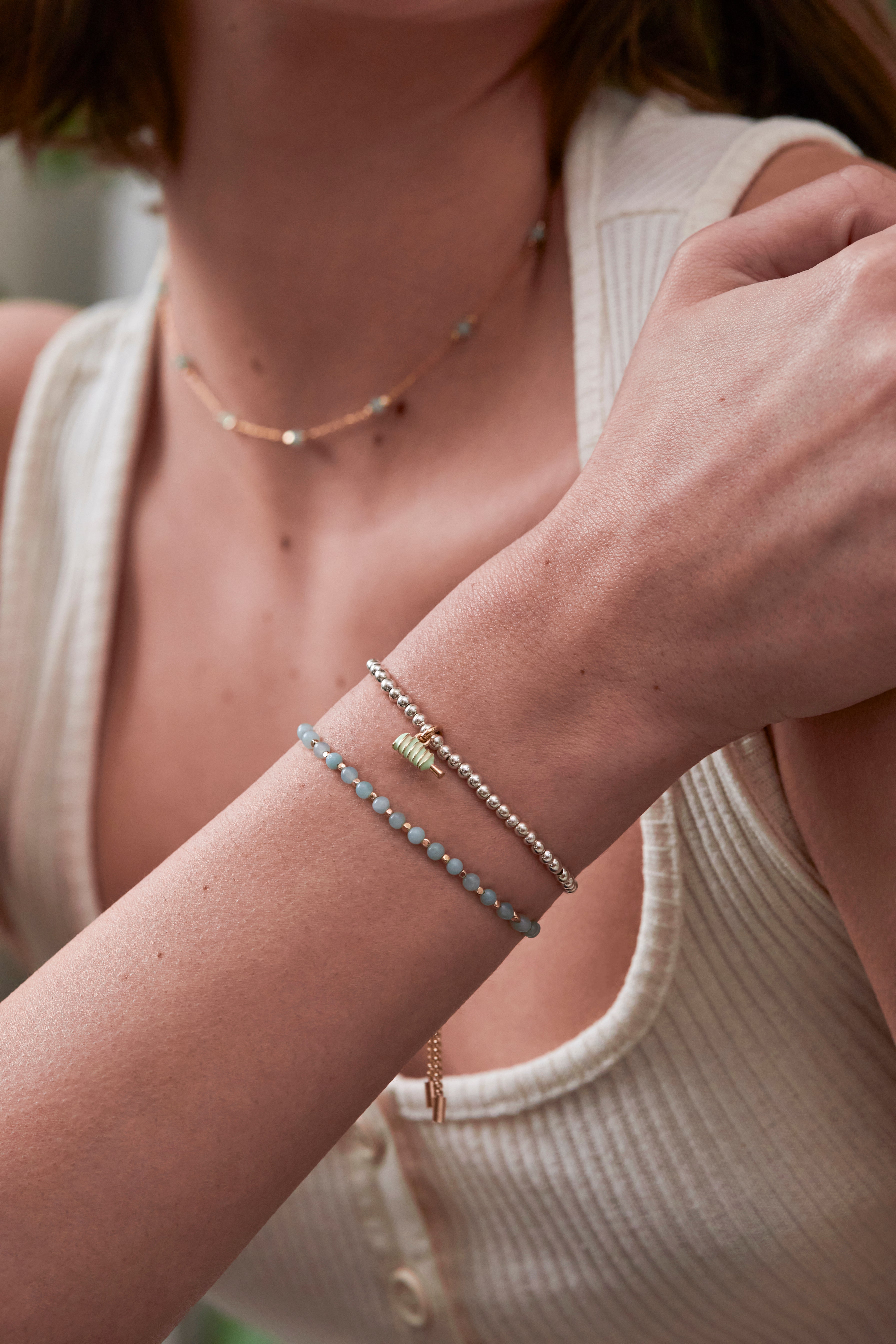 Amazonite Gemstone Amelia Bracelet for Women - Healing Crystal Energy Bracelet for Stress Relief & Positive Vibes - Perfect for Yoga, Meditation & Everyday Wear