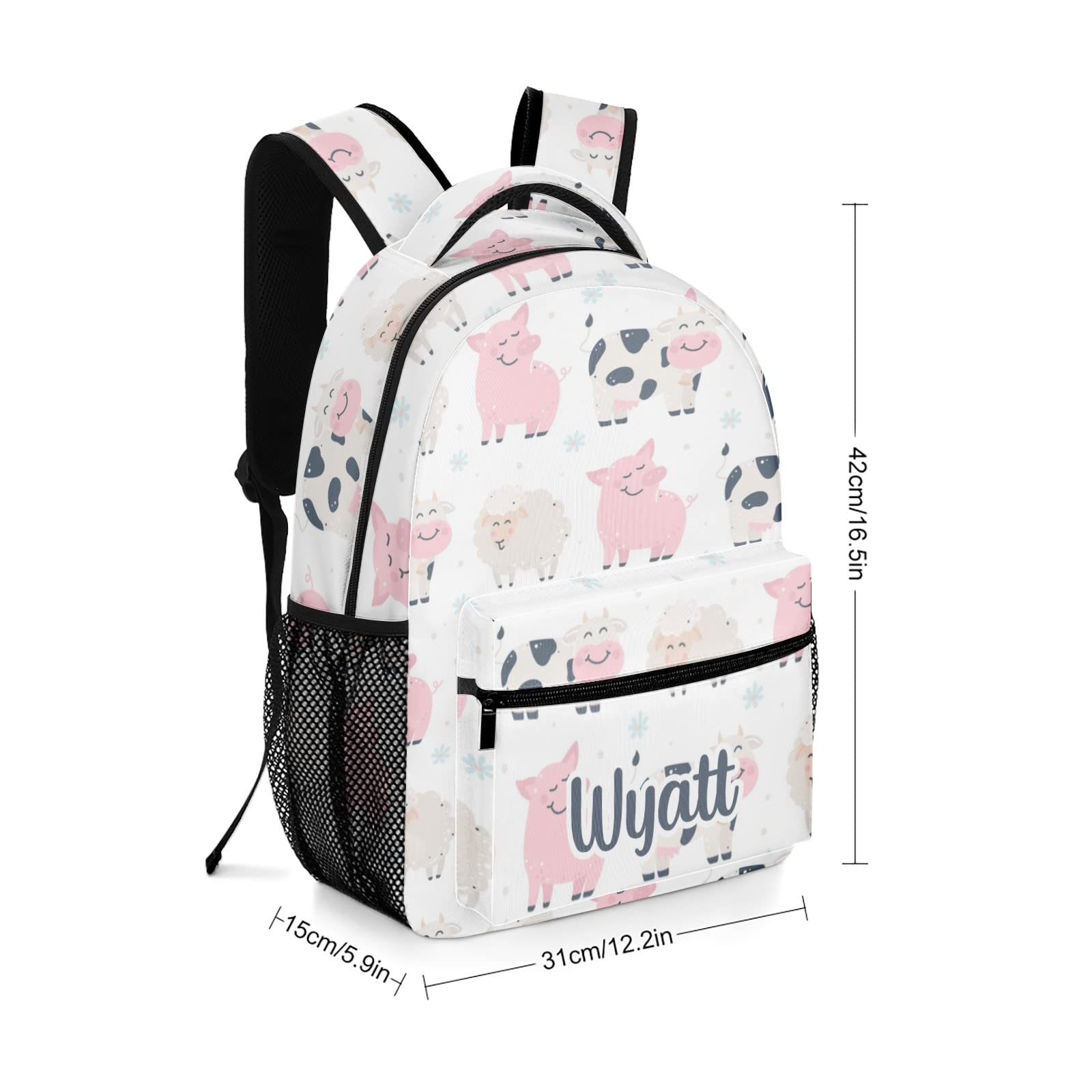 Personalized Kids Backpack for School & Travel - Pig Cow Sheep Design