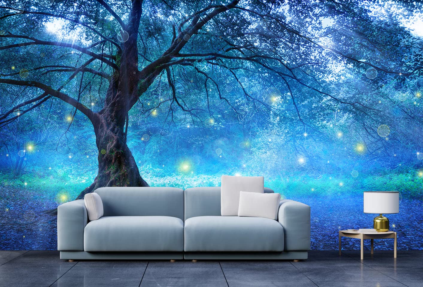 Bormia Fantasy Wall Mural - Enchanted Fairy Tree in Mystic Forest Wallpaper | Kids Room, Living Room & Bedroom Decor | Peel & Stick Photo Wallpaper for Nursery, Playroom & Home Decor