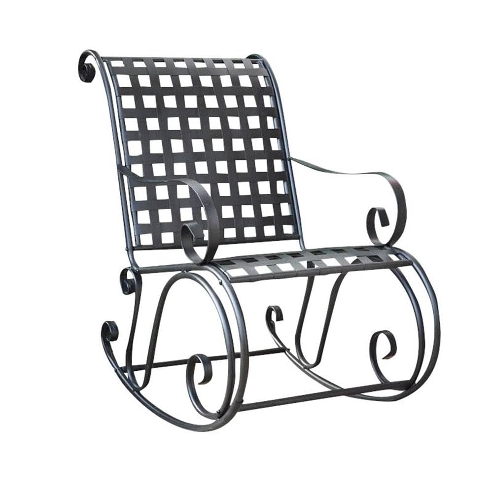 Iron Outdoor Patio Rocking Chair - Heavy Duty Garden Rocker with Weather-Resistant Finish - Perfect for Porch, Deck, Backyard & Outdoor Relaxation