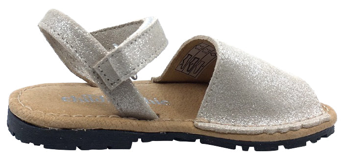 Stylish Girl's Menorquina Sandals in Beige Shimmer - Perfect for Summer Beach Outings & Casual Wear