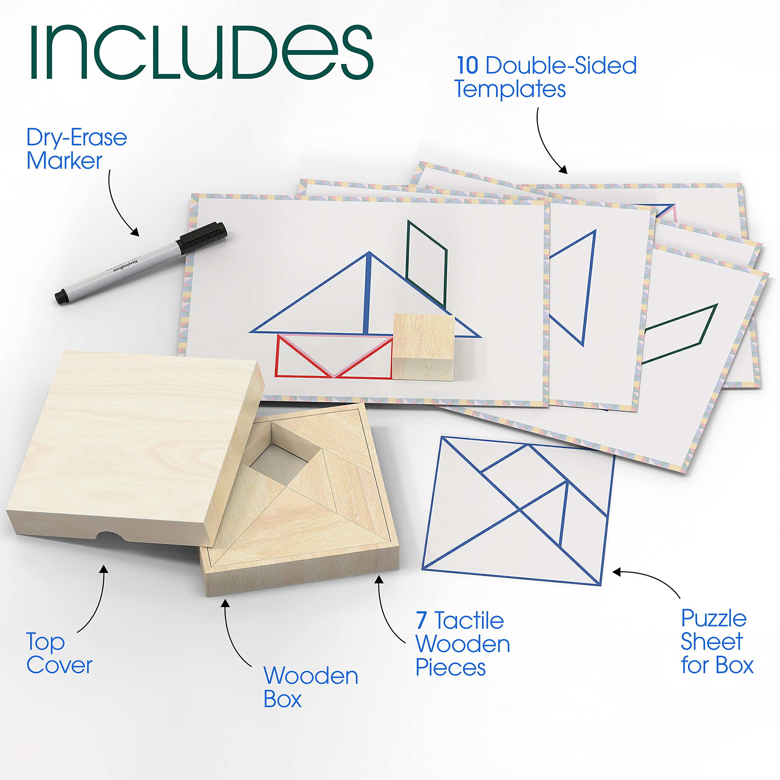 Dementia Busy Box with Tangram Game & Templates for Seniors - Alzheimer's Activities & Elderly Care