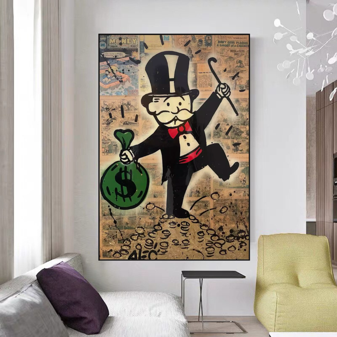 Alec Monopoly Magician: Millionaire Art by Money Man - Exclusive Street Art Canvas for Home & Office Decor | Perfect for Art Collectors & Urban Style Lovers