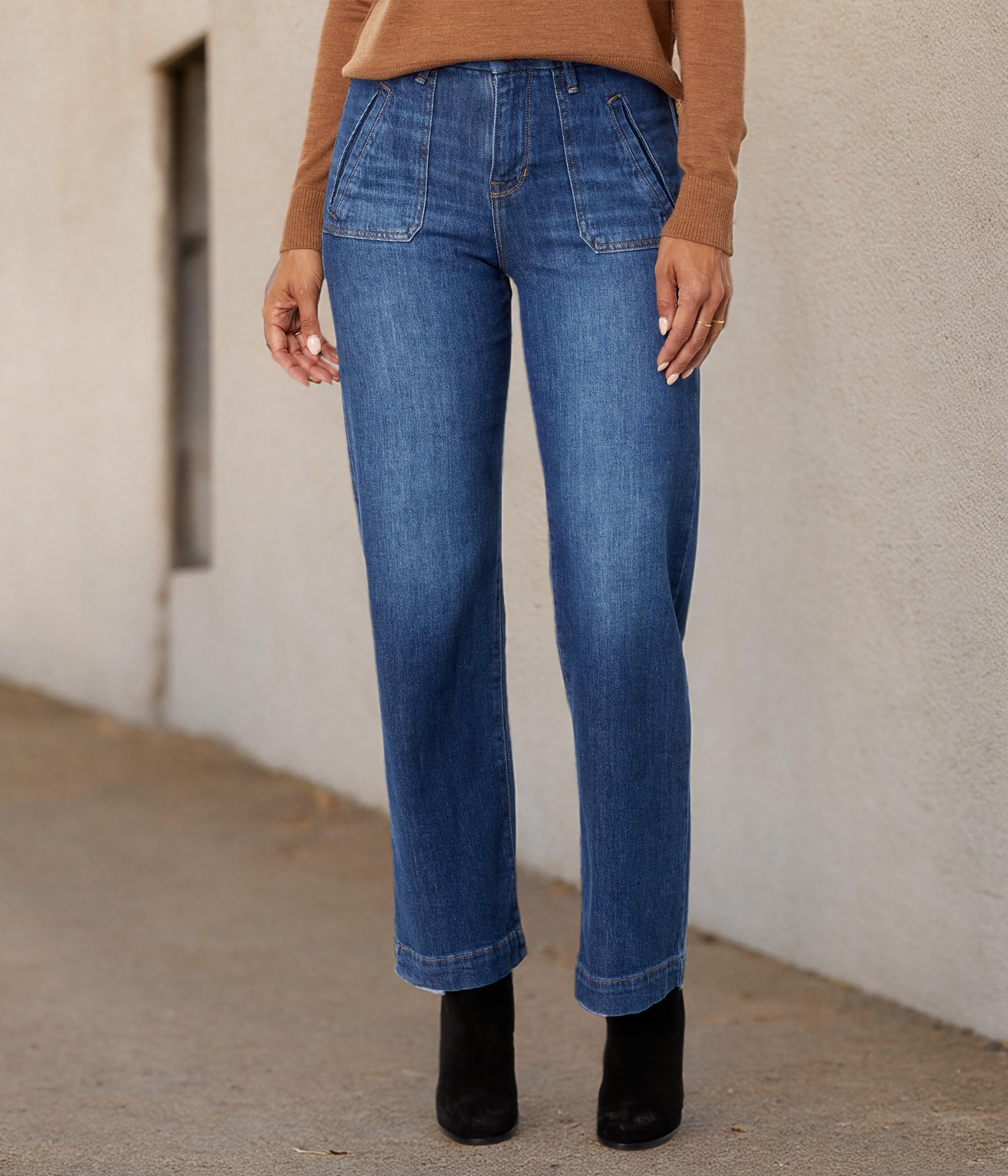 JAG Women's Sophia High Rise Wide Leg Jeans - Stretchy Comfort Fit, Trendy Flare Pants for Casual & Office Wear - Perfect for Everyday Style, Date Nights & Work Outfits