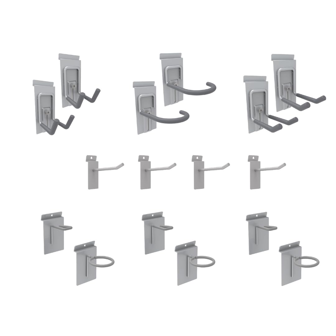 **Heavy Duty Steel Slatwall Panels & Locking Sports Kit - 16-Piece Storage System for Sports Gear, Equipment Organization | Perfect for Garages, Gyms & Retail Stores**