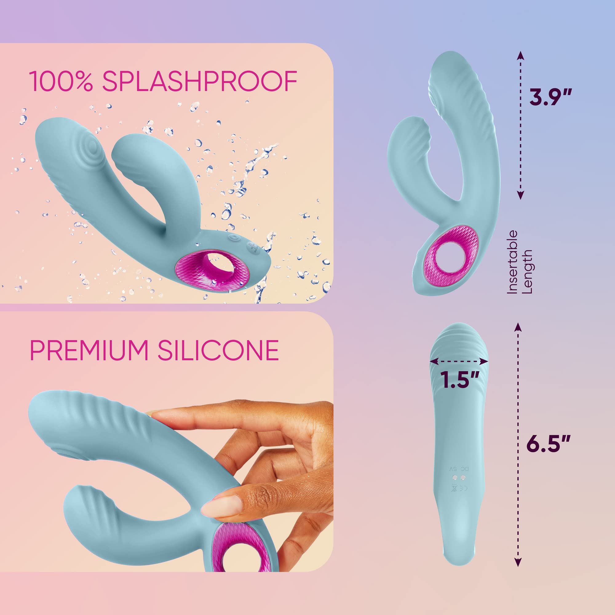 Premium G-Spot Rabbit Vibrator for Women - Dual Stimulation Adult Toy with 10 Thumping & 10 Vibration Modes, Splashproof & Wireless - Perfect for Solo Play, Couples & Travel (Blue)