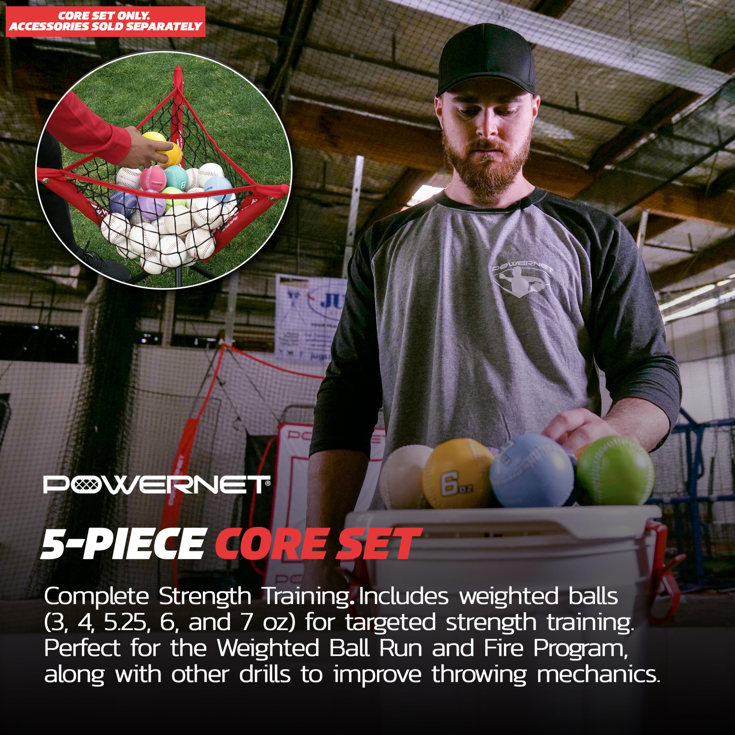 **PowerNet Weighted Baseball Training Bundle – Heavy Pitching & Throwing Balls for Strength Building, Long Toss & Core Command – Perfect for Baseball Practice, Pitching Drills & Strength Training**