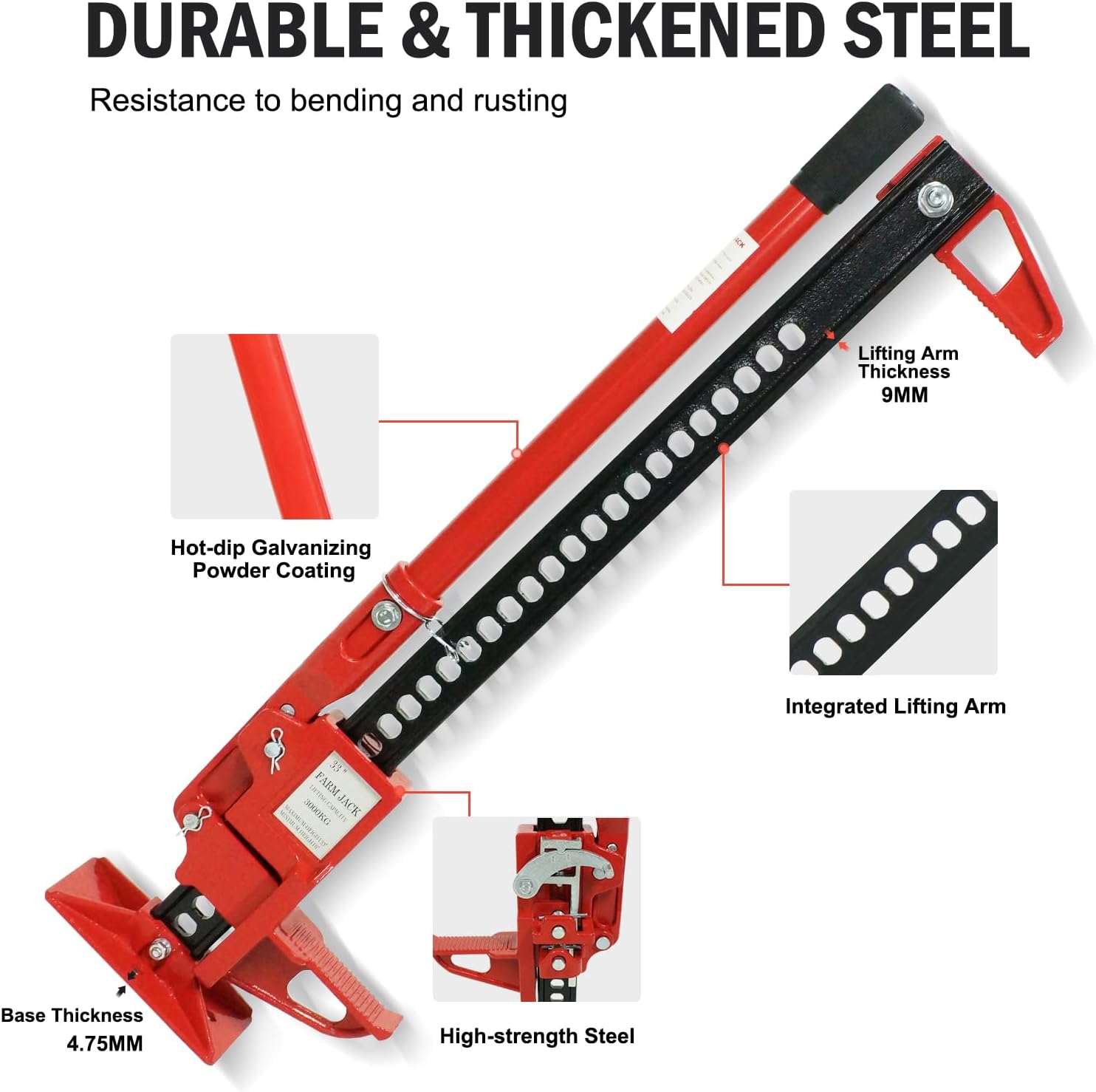 GARVEE 3 Ton Heavy Duty Farm Jack - 6600 Lbs Capacity Off-Road Utility Jack for ATV, UTV, SUV, Tractor & Truck | Ideal for Vehicle Recovery, Farm Work & Off-Road Adventures