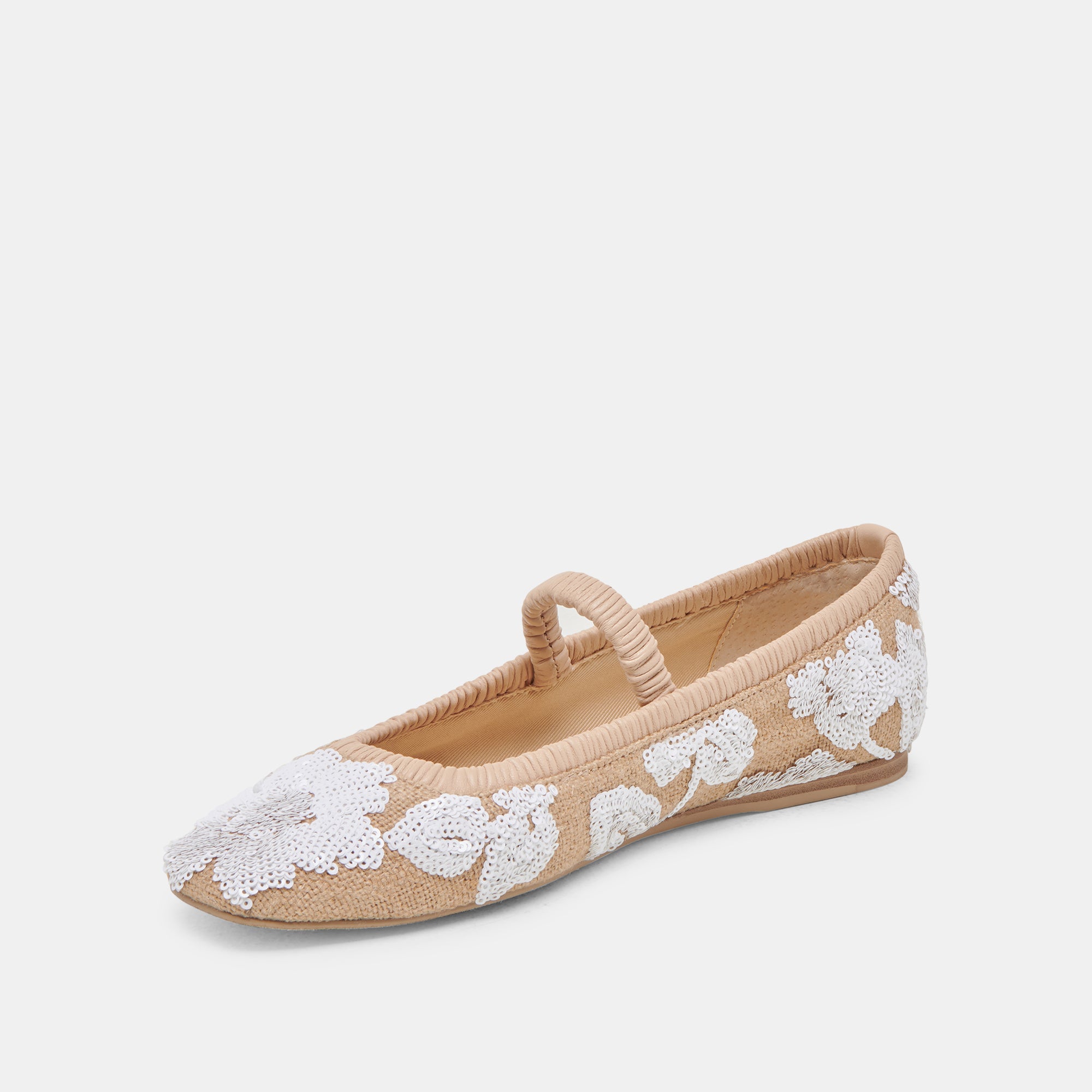 RHODIE Women's Ballet Flats - Natural Multi Floral Sequin Flat Shoes for Women | Comfortable & Stylish for Casual Wear, Office, and Special Occasions
