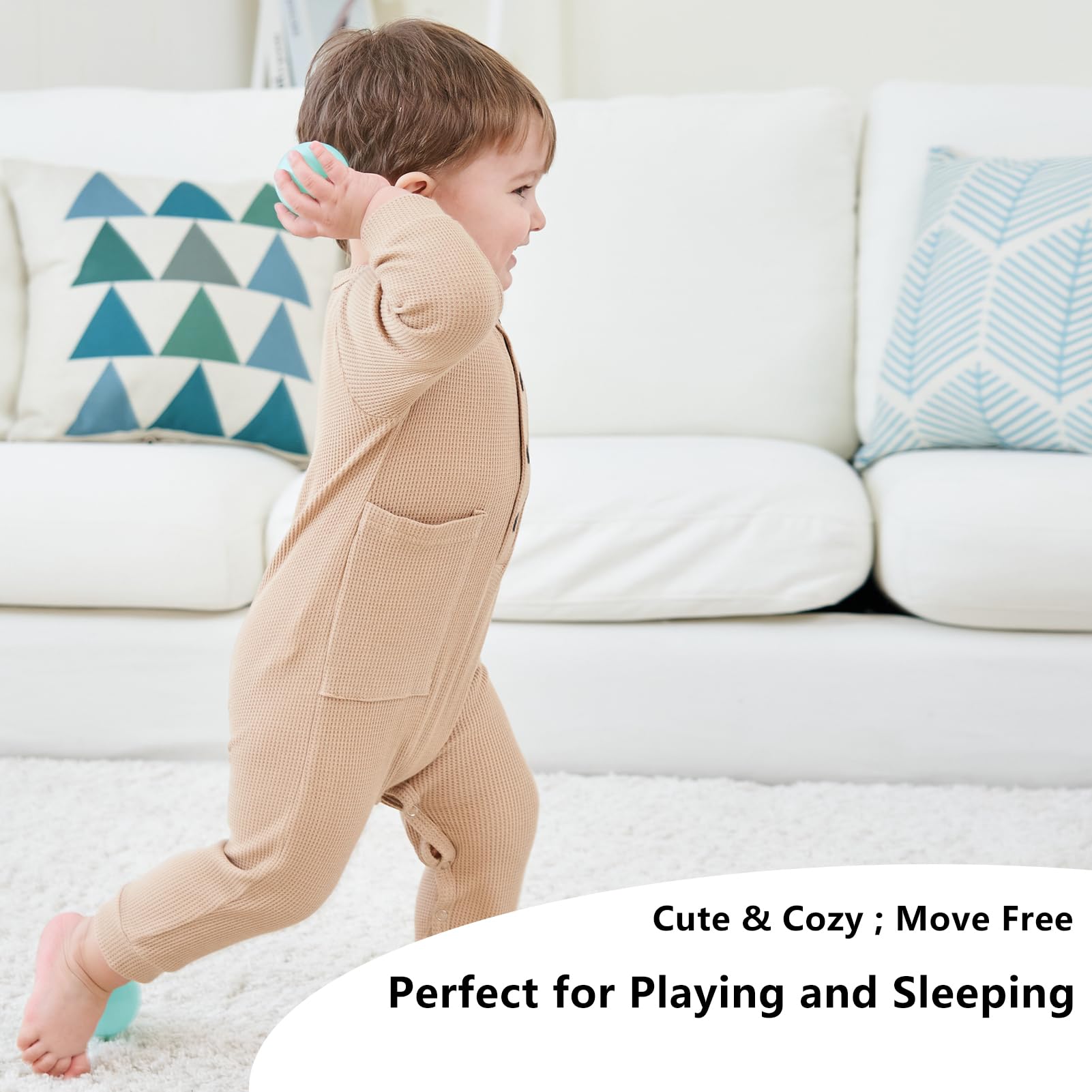 BeiVSlley Newborn Baby Romper 2-Pack - Soft Cotton Long Sleeve Button-Up Footless Outfits for Boys & Girls | Perfect for Playtime, Photo Shoots & Everyday Wear