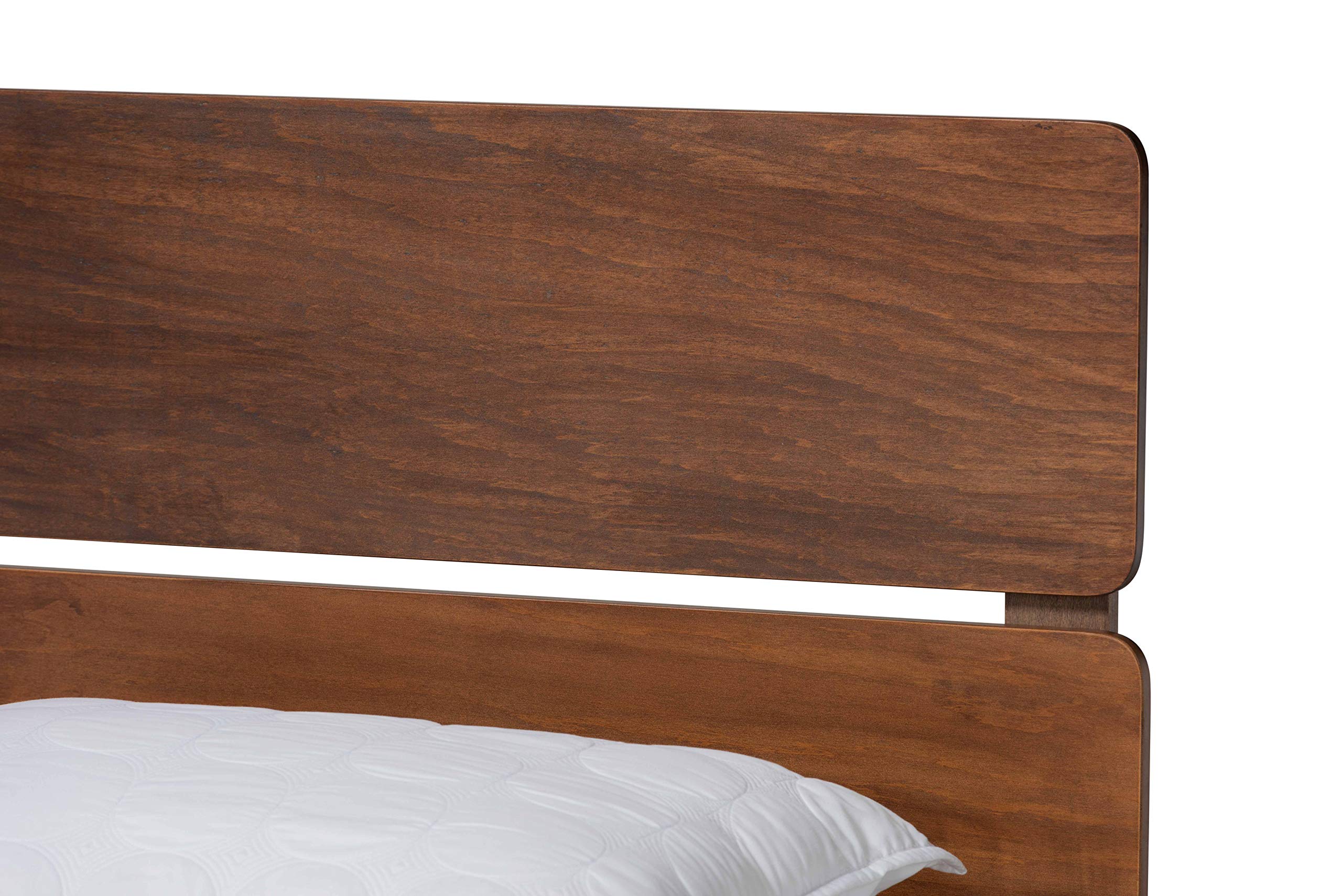 Baxton Studio Queen Size Bed Frame with Walnut Finish - Requires Box Spring - Perfect for Modern Bedrooms, Guest Rooms & Master Suites