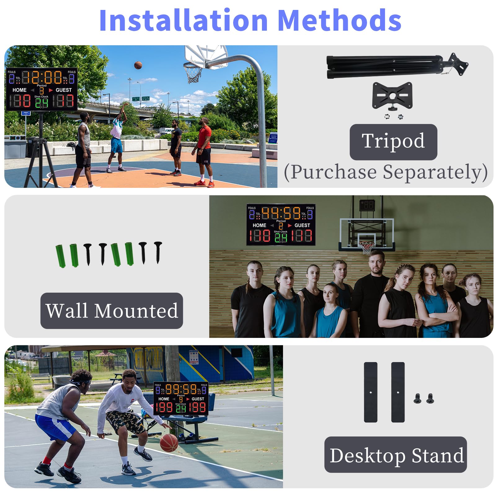 Upgraded Digital Basketball Scoreboard with Shot Clock (12/14/24/30/25/60 Seconds) & Remote Control - Thickened Battery-Powered Electronic Scoreboard for Indoor/Outdoor Games, Tournaments & Practice