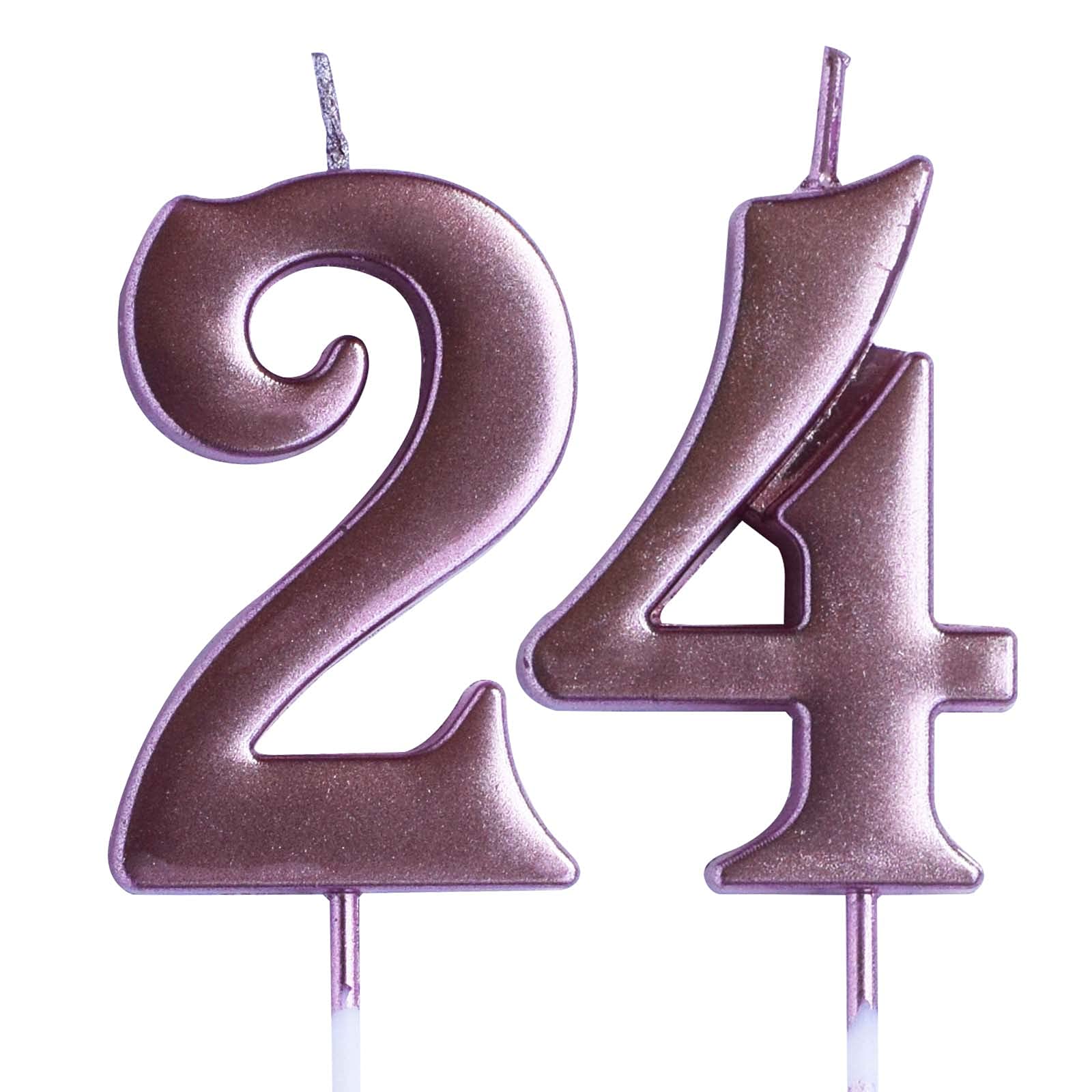 24th Birthday Rose Candle - Number 24 Cake Topper for Women & Men | Party Decorations & Supplies | Perfect for Birthday Cakes, Anniversary Celebrations & Special Occasions