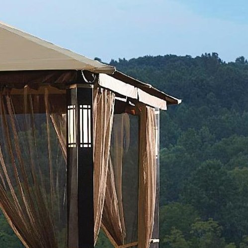Garden Winds RipLock 350 Audio Gazebo Replacement Canopy Top Cover with Netting - Durable Outdoor Shade Solution for Patio, Deck & Backyard
