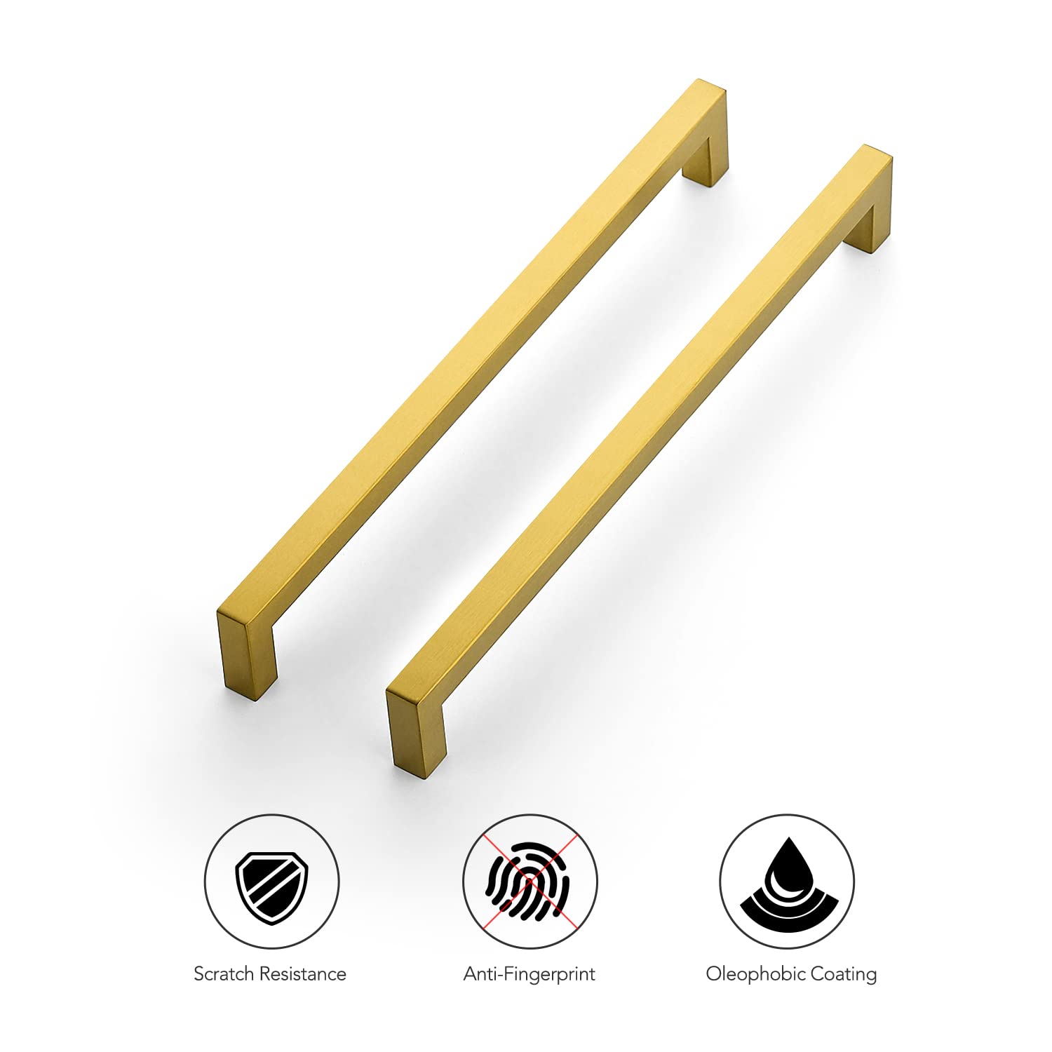 Ravinte 5-Pack 10 Inch Square Cabinet Handles - Brushed Brass Drawer Pulls for Kitchen Cabinets & Cupboards | Durable Cabinet Hardware for Modern Home, Office & RV Use