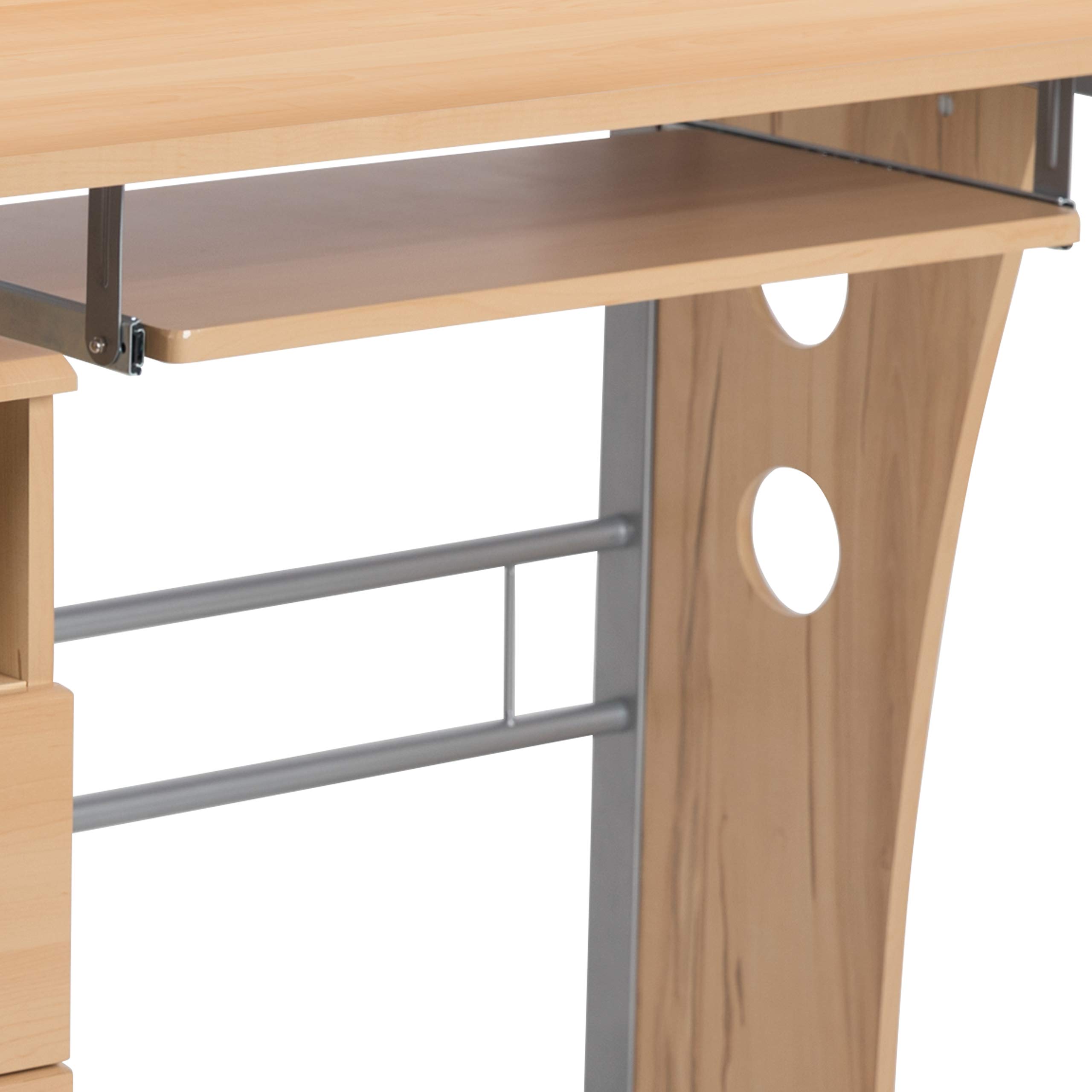 Solid Maple Wood Desk with 3 Drawers, Single Pedestal & Pull-Out Keyboard Tray - Perfect for Home Office, Study Room or Small Workspace