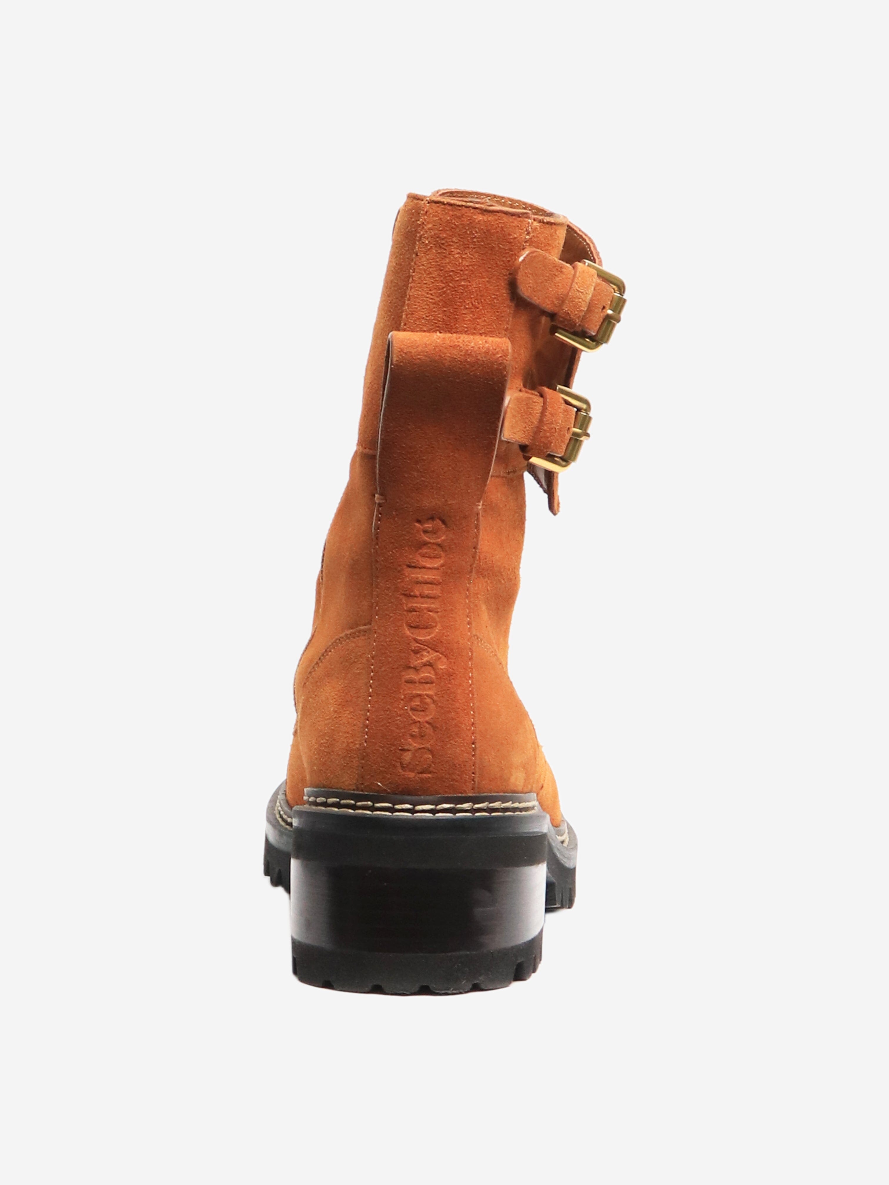 Stylish Brown Suede Combat Boots Women's Size EU 38.5 (UK 5.5) - Trendy Ankle Boots for Fall Fashion, Casual Outfits & Streetwear Looks