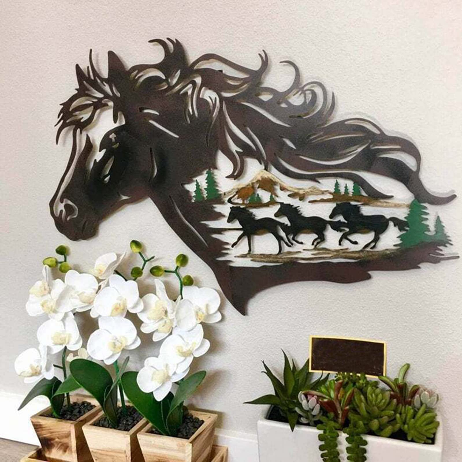 Kiloly Modern Metal Horse Wall Art - Running Horse Sculpture Decor for Living Room, Bedroom & Home Aesthetic | Durable Hanging Wall Decor for Farmhouse, Western & Contemporary Interior Design