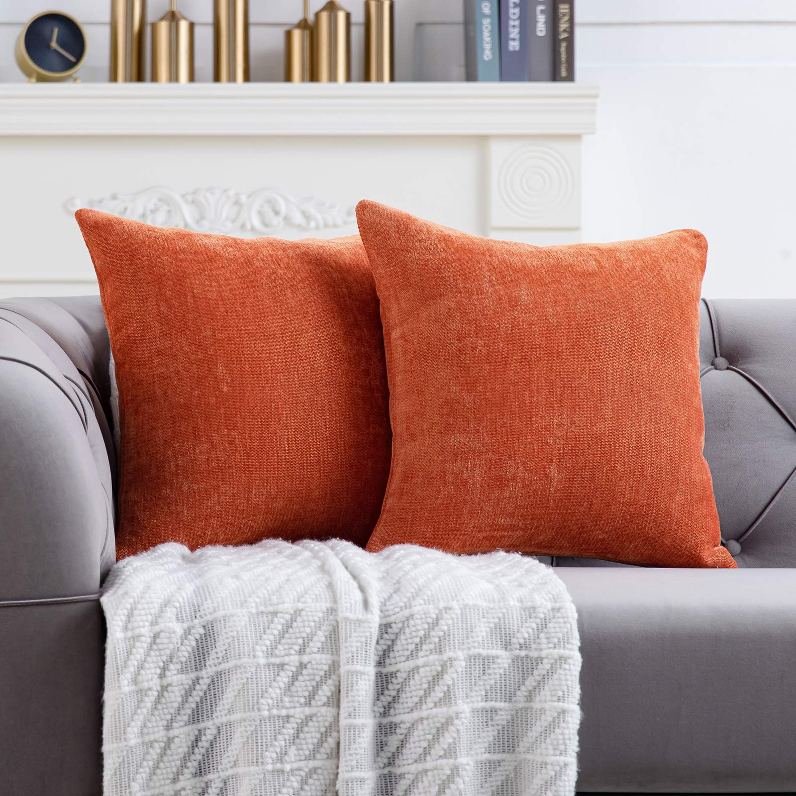 Anickal Fall Thanksgiving Pillow Covers 20x20 Inch - Set of 2 Burnt Orange Rustic Square Throw Pillow Covers for Sofa, Couch, Farmhouse Decor | Thanksgiving, Autumn, Harvest Season Home Decoration | Perfect for Living Room, Porch & Seasonal Festive Decor