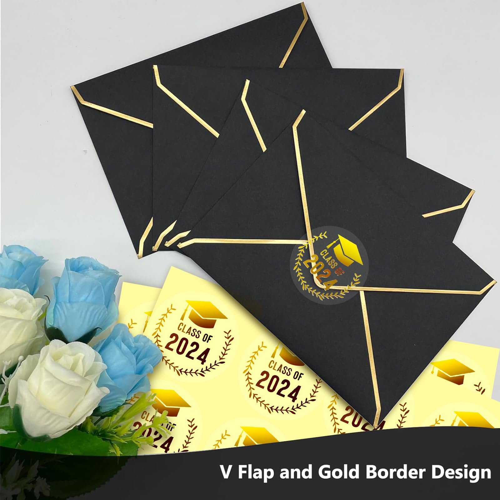 108PCS Graduation Stickers for Class of 2024 - Gold Foil Seals for Envelopes, Invitations & Party Favors (1.6 Inch) - Perfect for Graduation Cards, Diploma Covers & Celebration Decorations