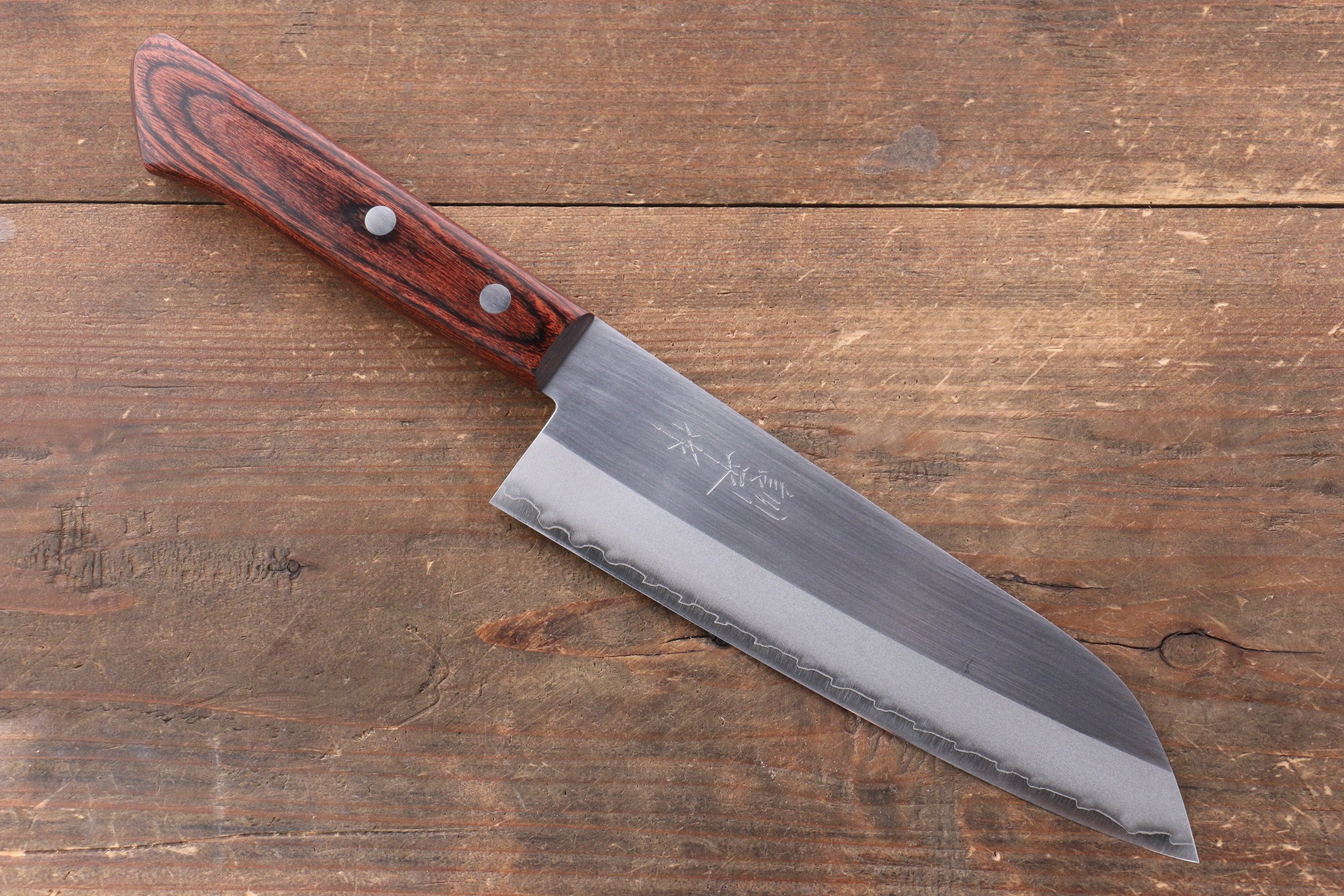Premium Kunihira VG1 Santoku Knife 170mm - Japanese Migaki Finish with Mahogany Handle - Perfect for Slicing, Dicing & Chopping Vegetables, Meat & Fish