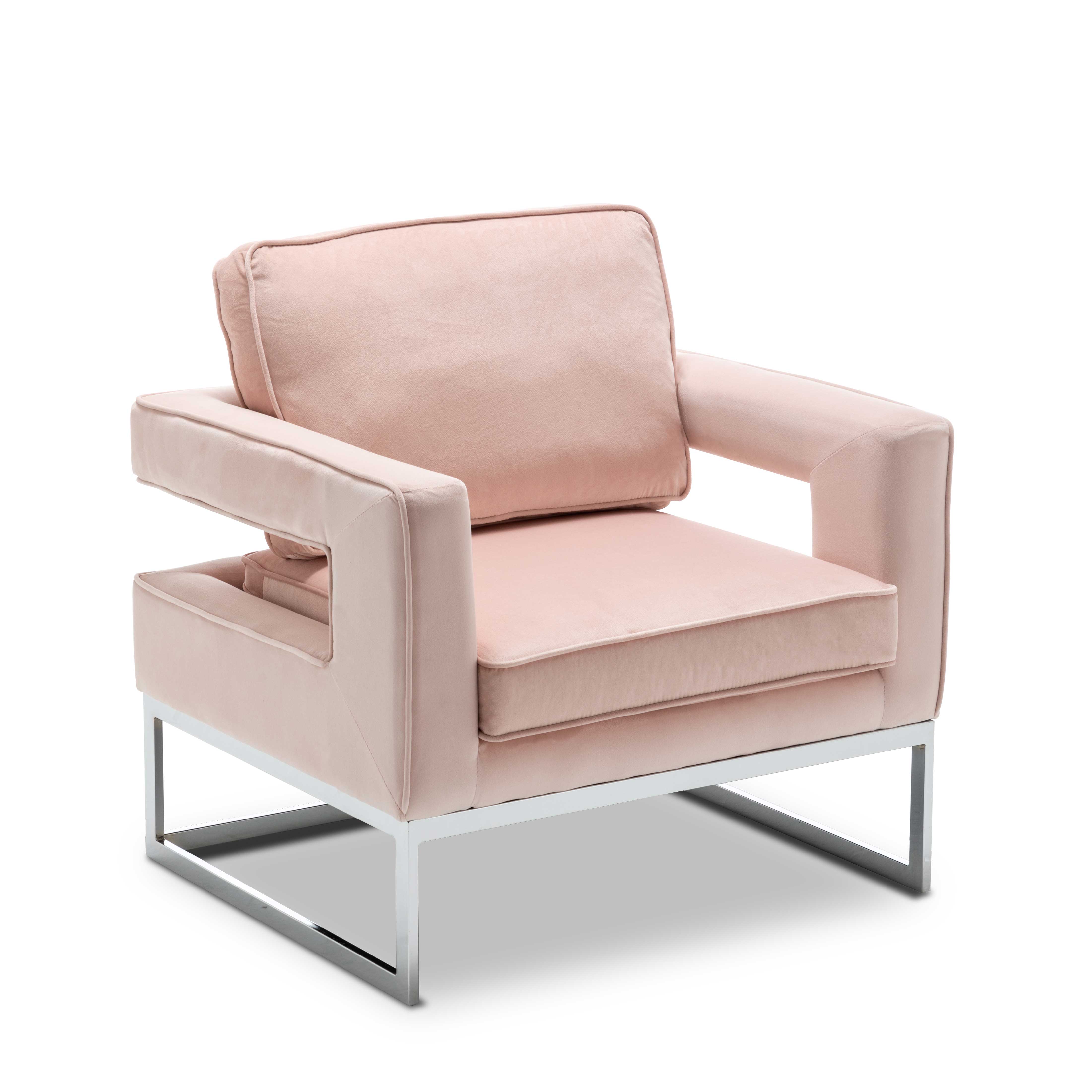 Angelo Accent Chair in Blush Pink - Stylish Living Room Seating for Home Decor & Comfort