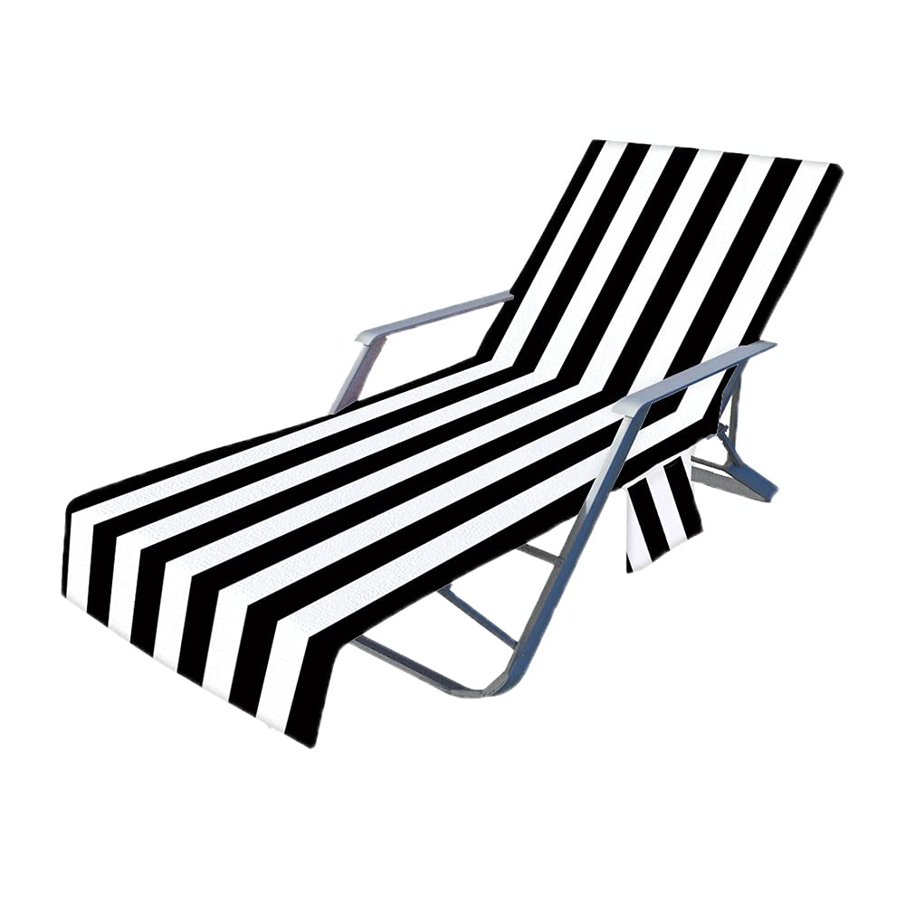 Premium Jlong Beach Chair Cover with Side Pockets - Soft Microfiber Chaise Lounges Towel Cover for Sun Lounger & Pool Chairs - Water-Resistant Outdoor Furniture Protector for Patio, Garden, Sunbathing, Holiday & Hotel Use