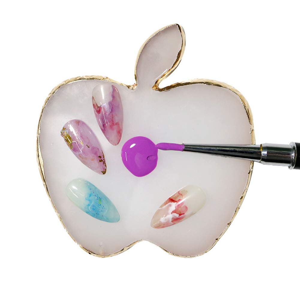 AKOAK 1 Pack Natural Resin Agate Nail Art Gel Polish Palette - Professional DIY Manicure Kit for Nail Salon & Home Use (Apple White) - Perfect for Nail Art Designs, French Tips & Gel Polish Application