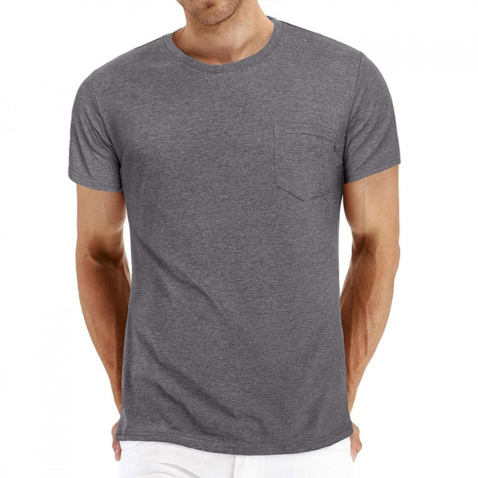 USNSM Men's Golf Shirts - Breathable Short Sleeve Crew Neck T-Shirt with Pocket for Casual Workwear & Summer Wear | Perfect for Golf, Office & Outdoor Activities