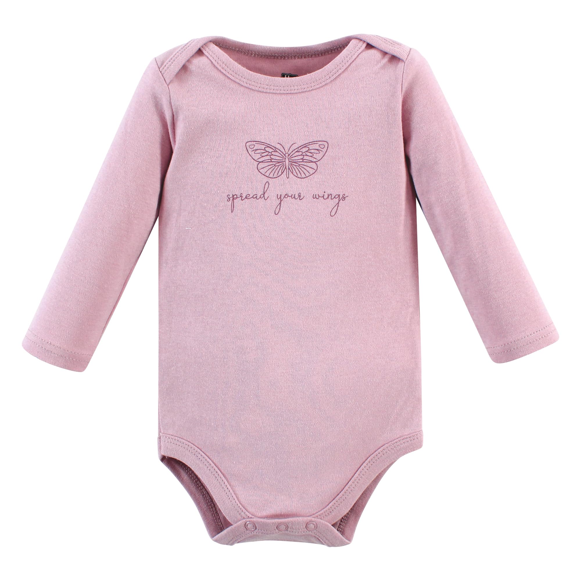 Hudson Baby Unisex Cotton Long-Sleeve Bodysuits - Soft & Comfortable Infant Onesies, Plum Wildflower Print, 3-6 Months - Perfect for Everyday Wear, Playtime & Photo Shoots