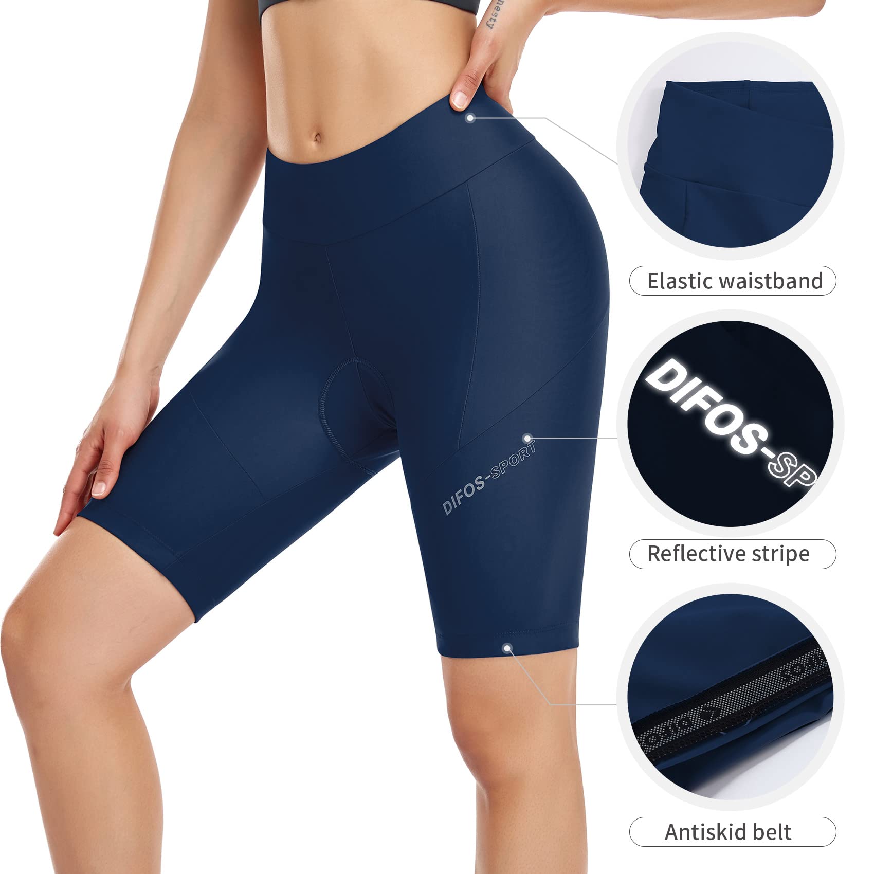 Women's Padded Bike Shorts - Comfortable Cycling Shorts with Pockets & Wide Waistband for Road Biking, Spinning & Outdoor Sports