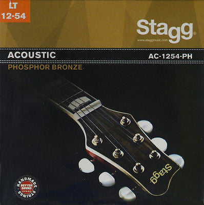 Stagg AC 1254 PH Bronze Extra Light Guitar Strings .012-.054 Gauge - Premium Acoustic Guitar Strings for Bright Tone & Longevity | Perfect for Fingerstyle, Blues & Folk Music Performances
