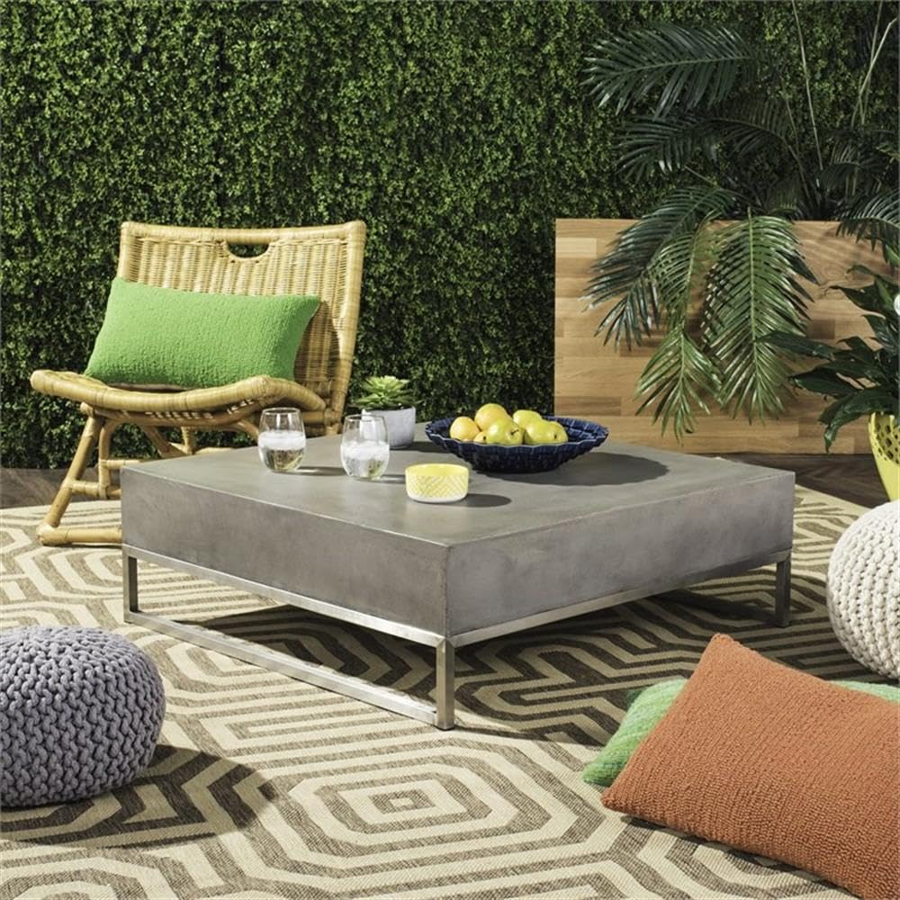 SAFAVIEH Dark Grey Concrete Coffee Table - Outdoor & Indoor Use