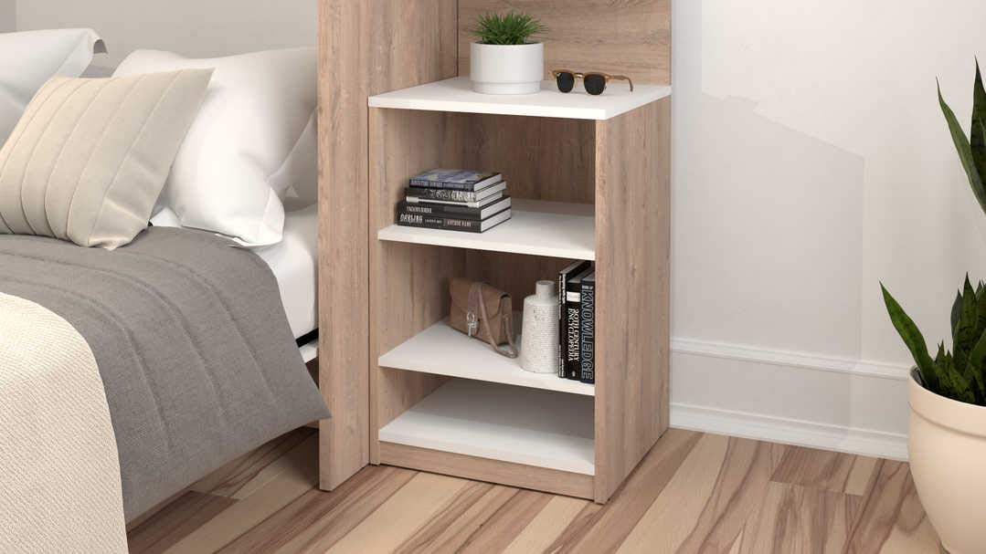 Bestar Cielo Nightstand - 20 Inch Rustic Brown & White Wooden Wardrobe Cabinet for Bedroom, Walk-in Closet, Entryway, Mudroom & Kitchen Pantry Storage - Perfect for Organizing Clothes, Shoes & Home Essentials
