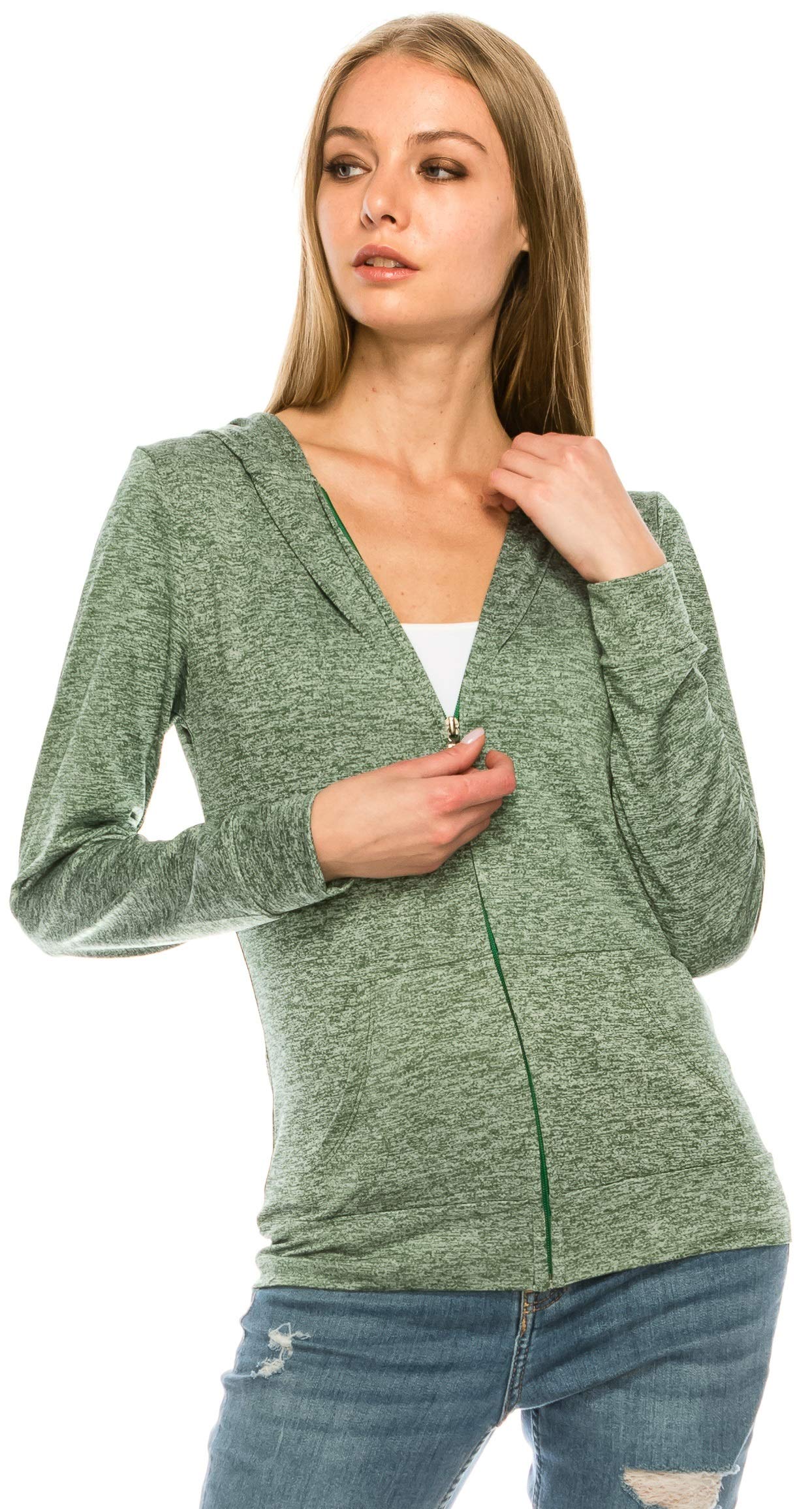 Eevee Women's Lightweight Full Zip Hoodie Jacket - Slim Fit Active Sweatshirt for Yoga, Running & Casual Wear