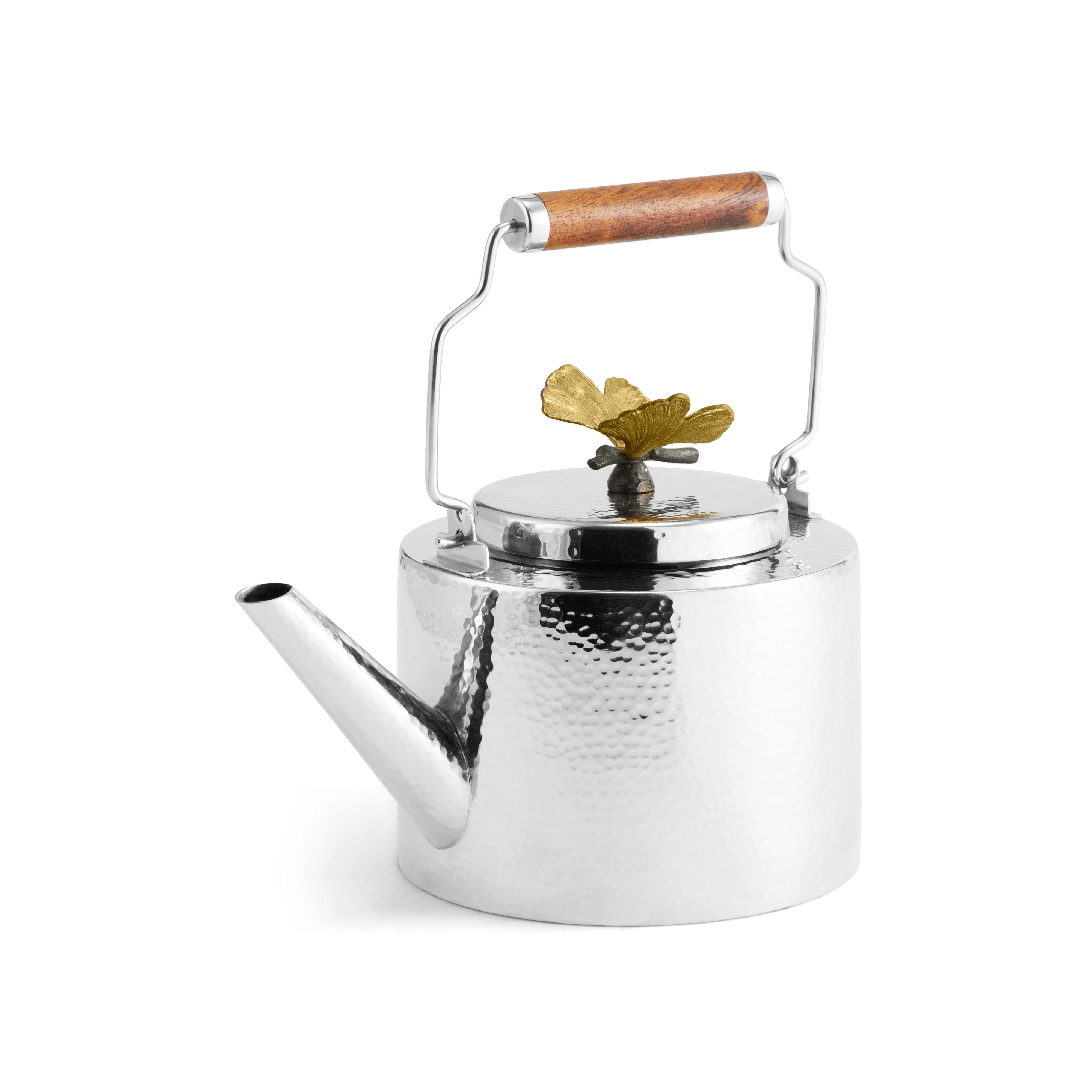 Butterfly Ginkgo Tea Kettle - Elegant Stainless Steel Stovetop Teapot for Home & Office Use - Perfect for Brewing Herbal Tea, Coffee & Hot Water