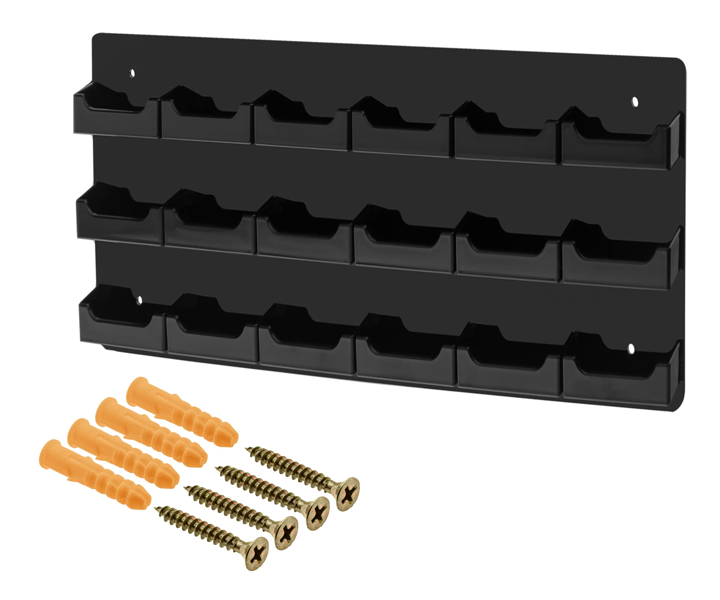 Black Acrylic 18-Slot Wall Business Card Holder - Displays 50 Contact Cards or 30 Gift/Membership Cards (3.5
