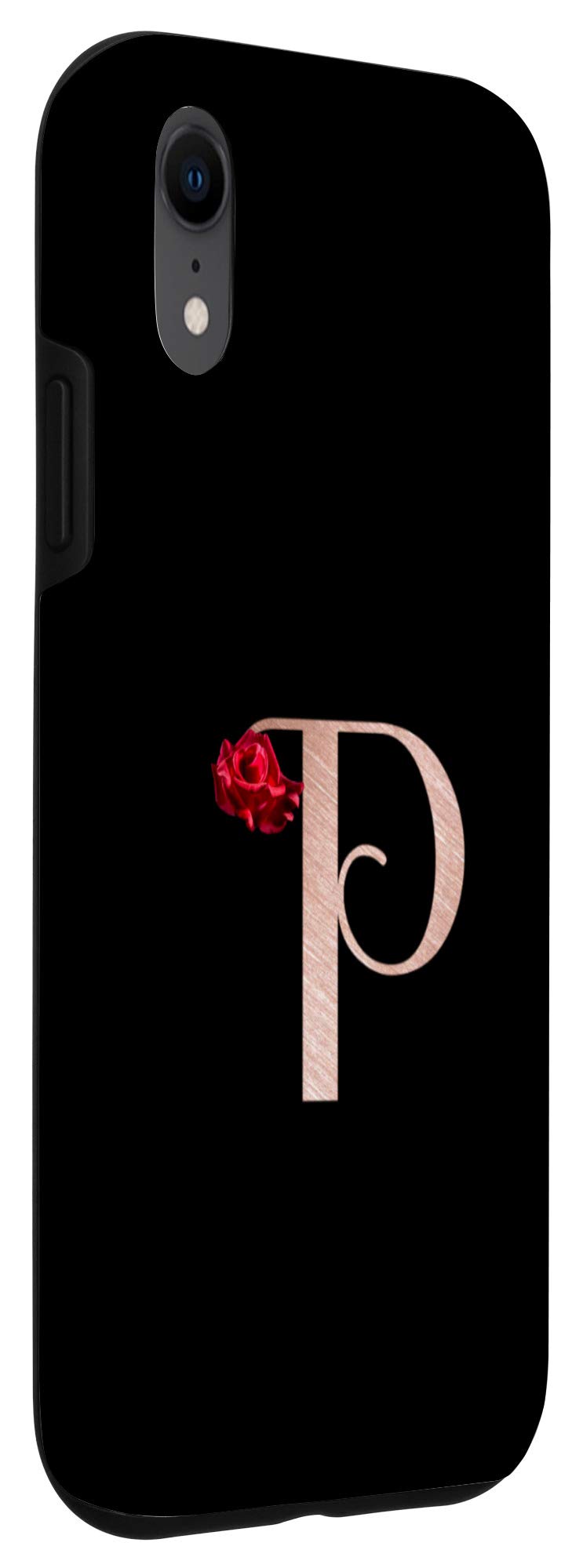 iPhone XR Monogram Phone Case with Letter P - Rose Pink & Black Initial Design | Durable Protective Cover for Everyday Use, Travel & Gifting