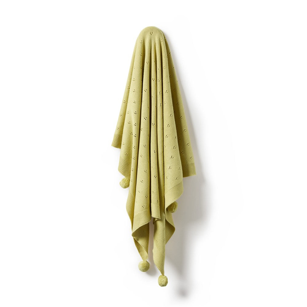 Soft & Cozy Endive Knitted Pointelle Blanket - Breathable Lightweight Throw for Bed, Couch & Nursery - Perfect for Relaxing, Lounging & Baby Swaddling